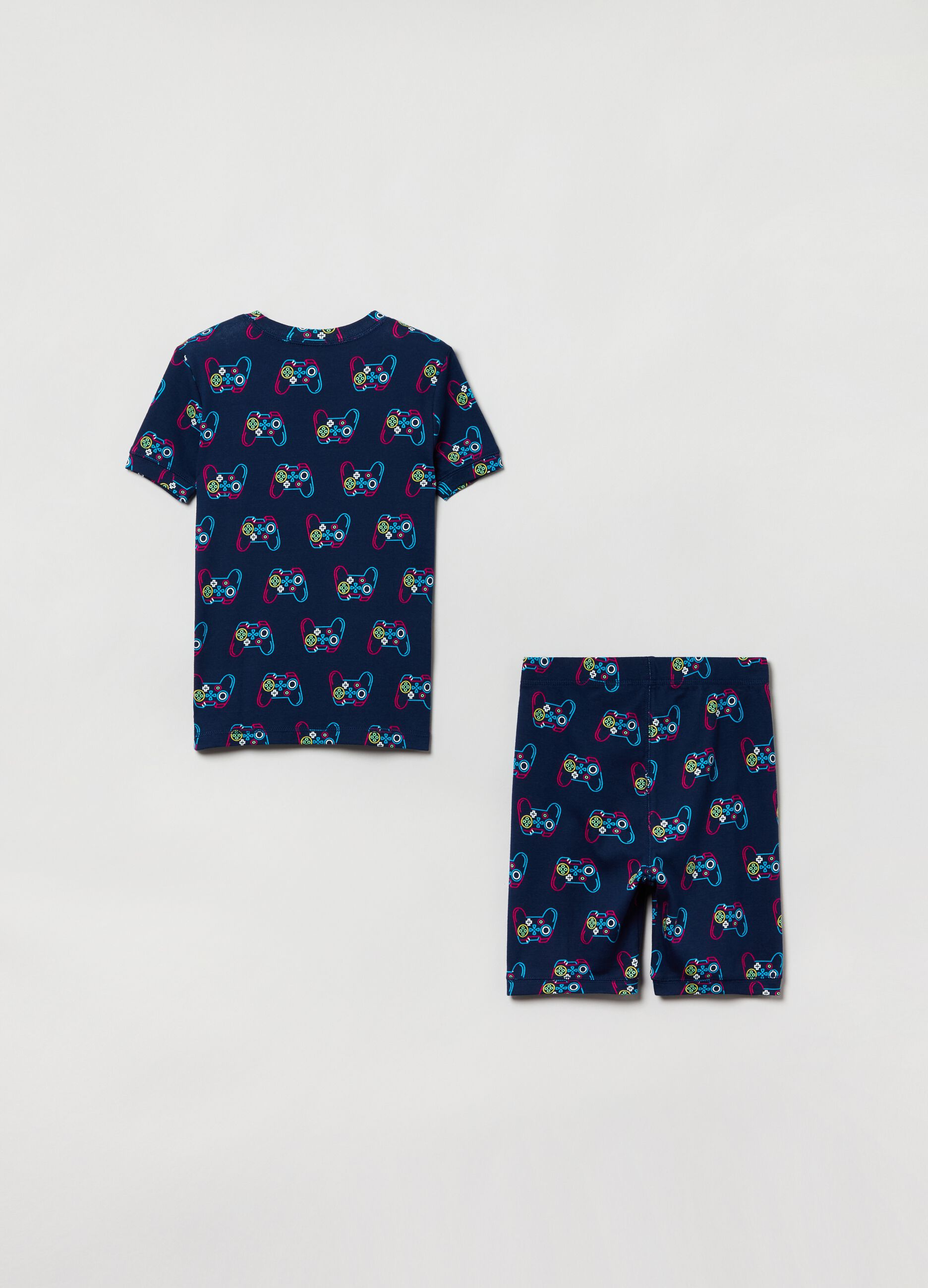 Short pyjamas in organic cotton with joystick print_1