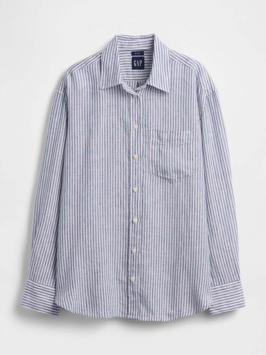 Camicia in puro lino a righe Donna_3