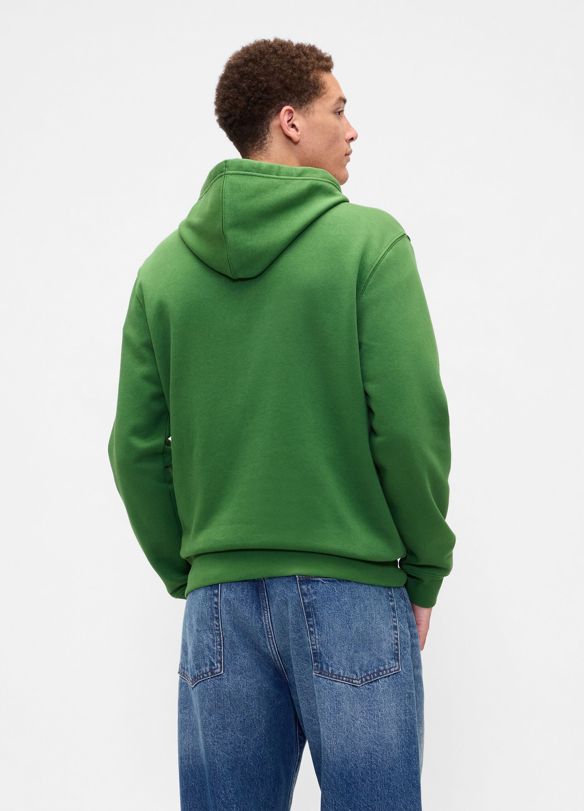 Felpa verde in cotone misto con cappuccio_2