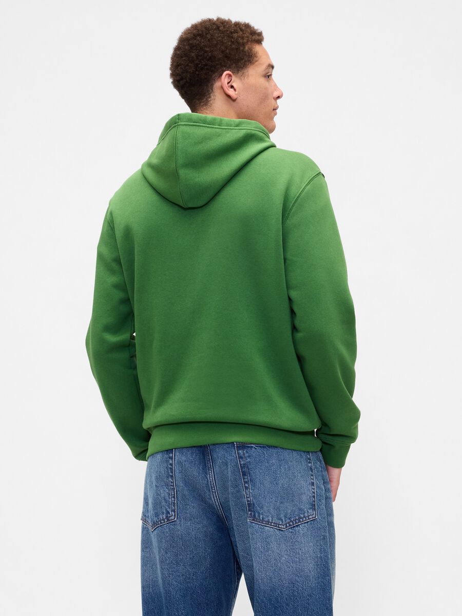 Felpa verde in cotone misto con cappuccio Uomo_2