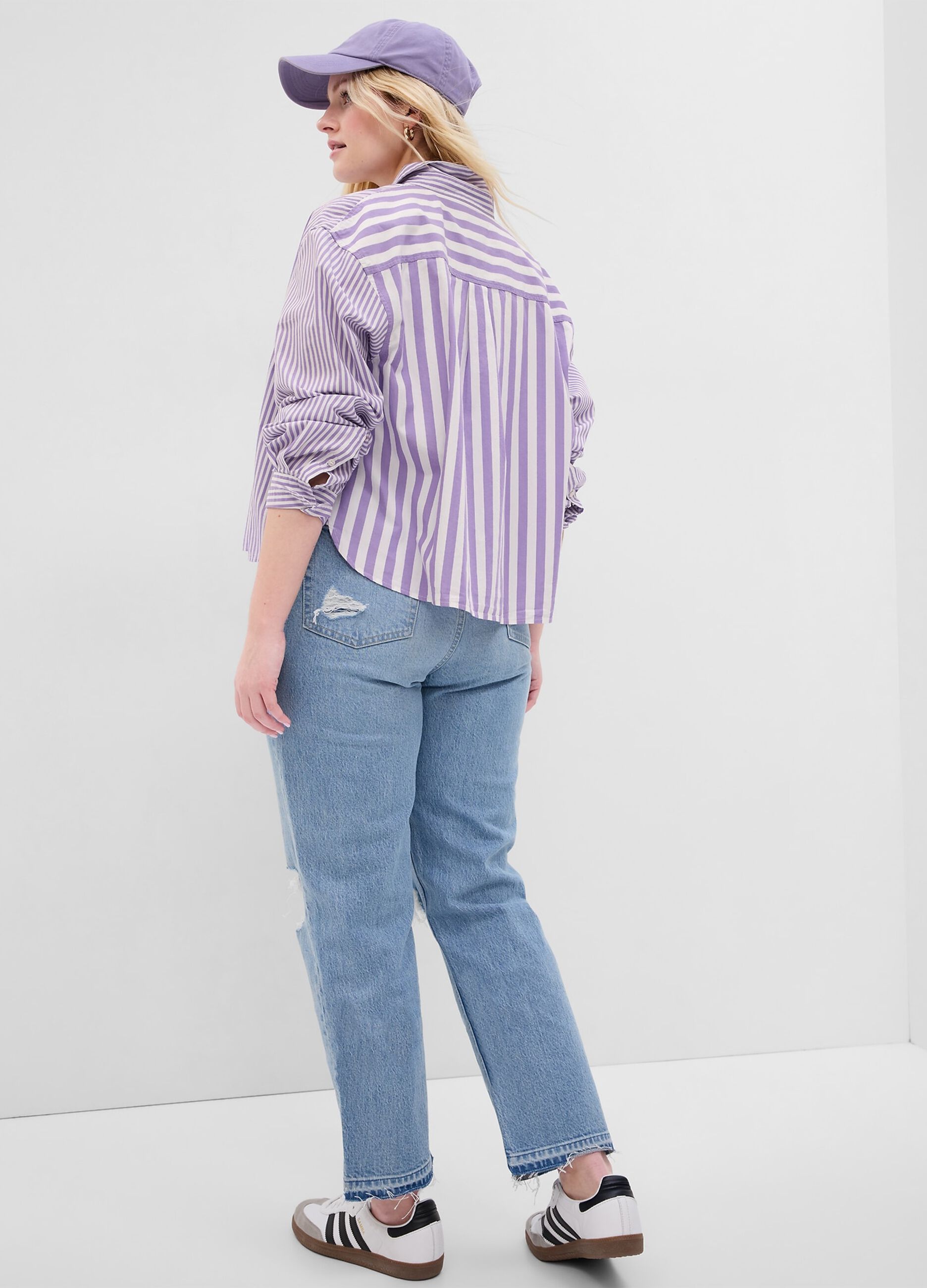 Cropped striped shirt in poplin_4