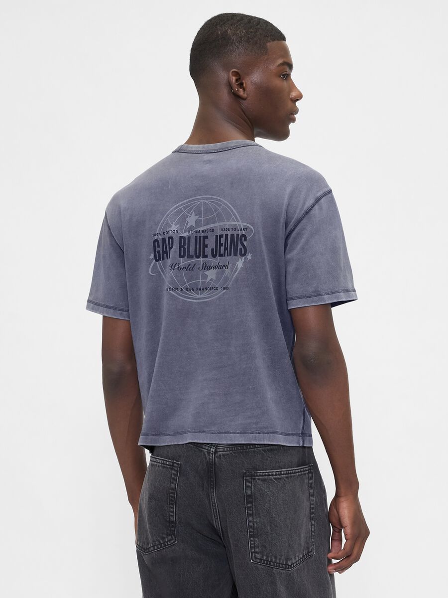 T-shirt blu a maniche corte in cotone Man_2