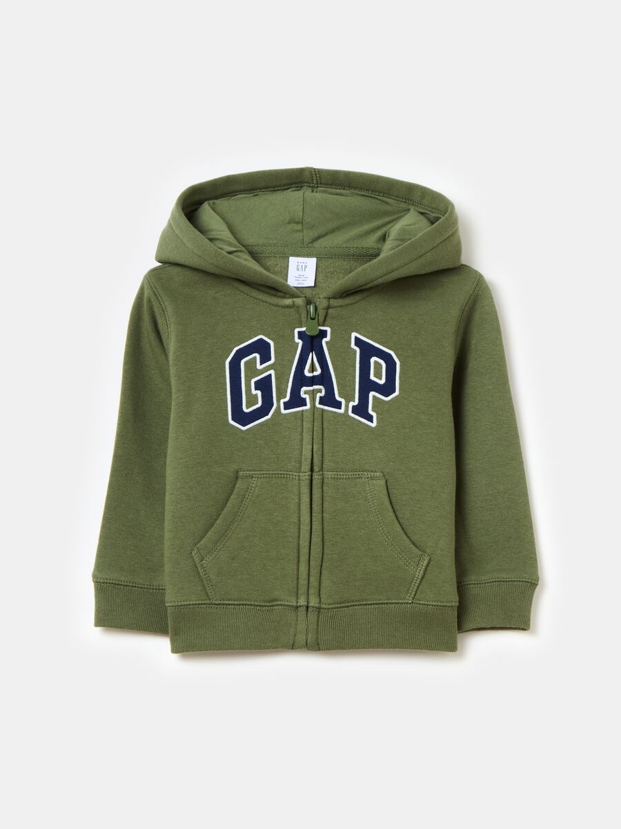 Full-zip sweatshirt with hood and logo embroidery Boy_0