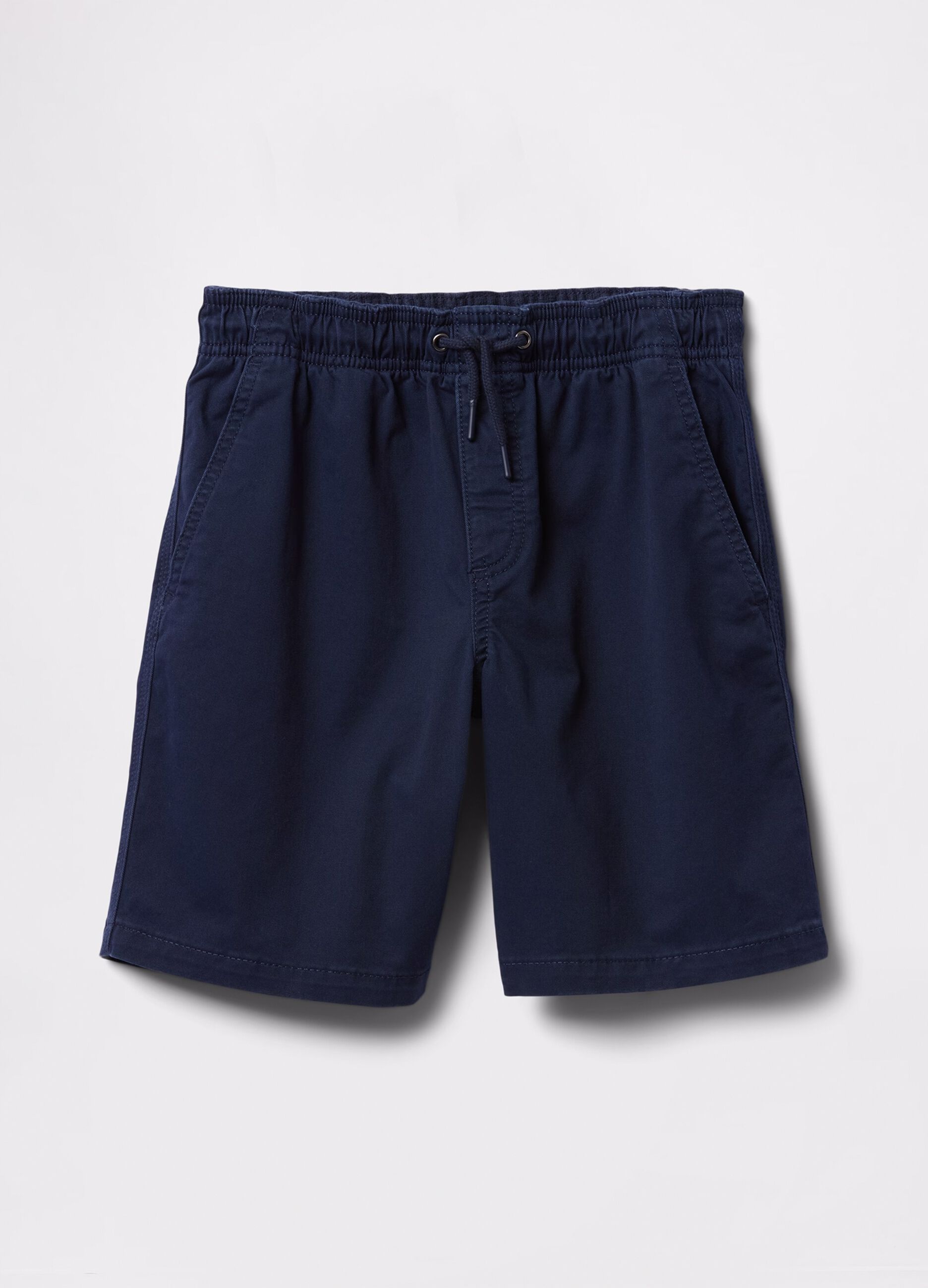 Shorts blu in cotone elasticizzato_4