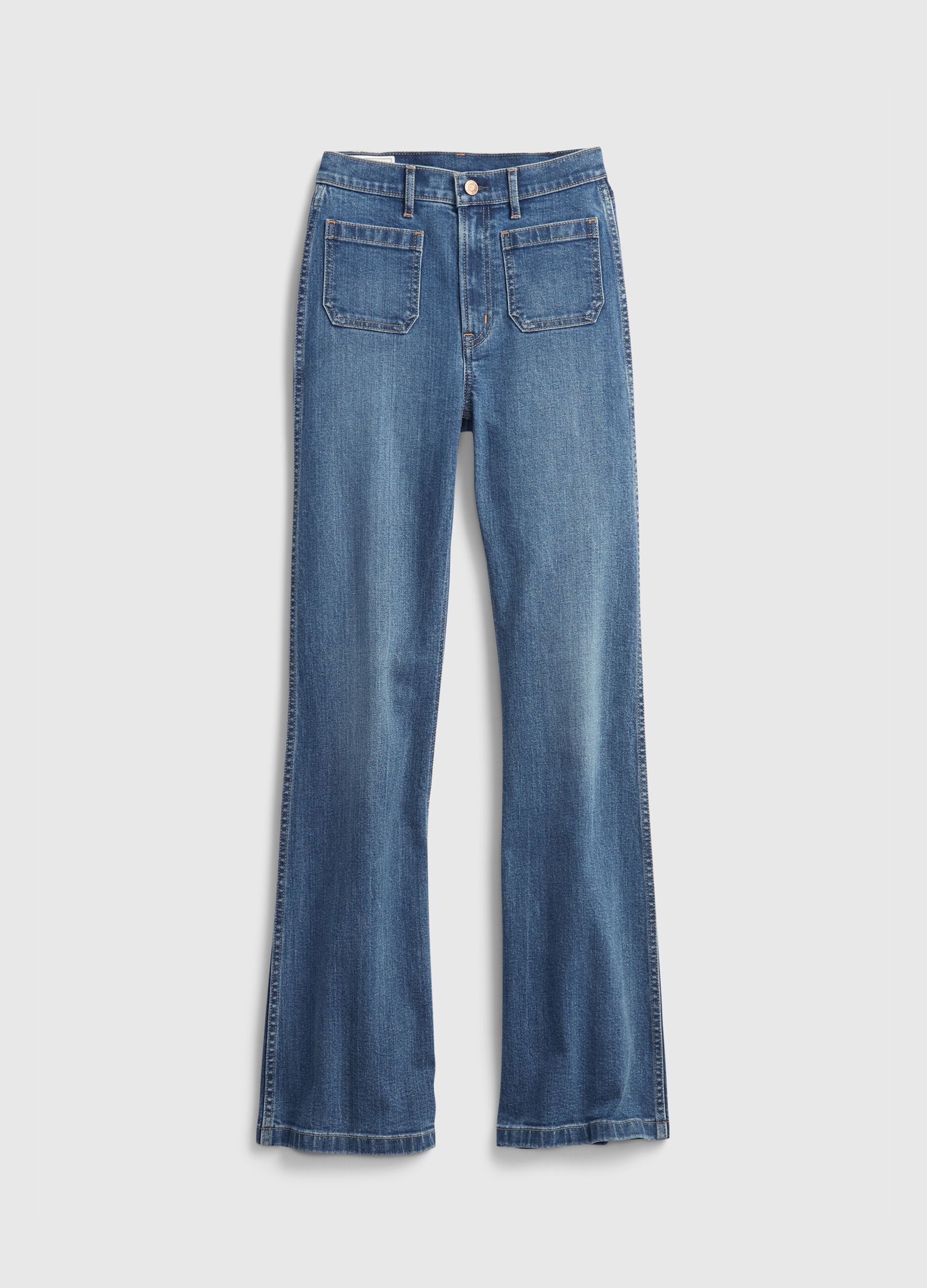 Jeans flare fit a vita alta_4