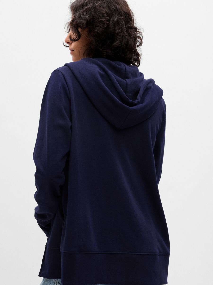 Full-zip sweatshirt in French terry with bouclé logo application Woman_1