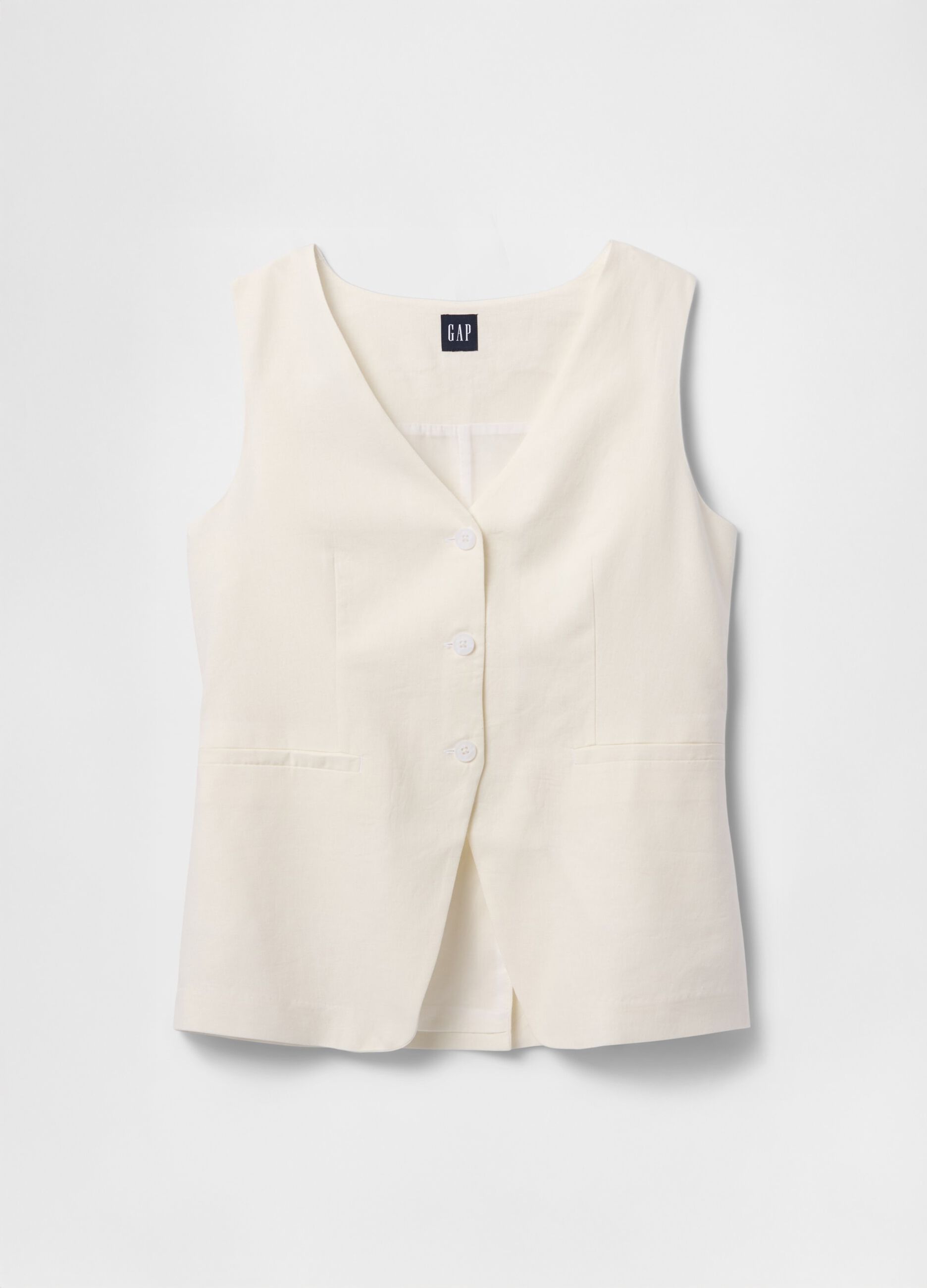 Gilet bianco in lino e viscosa_3