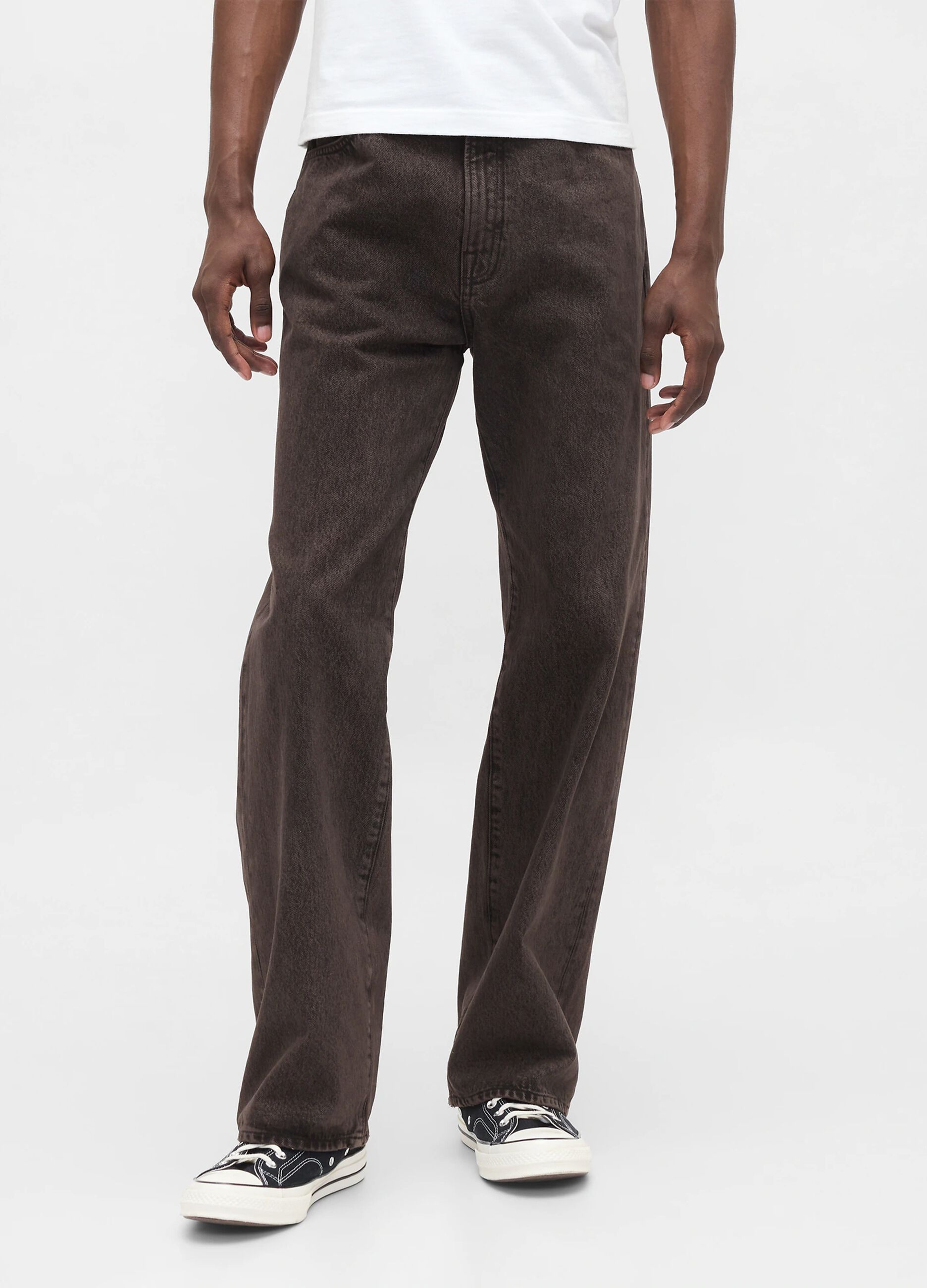 Pantaloni in puro cotone marroni regular fit con cinque tasche