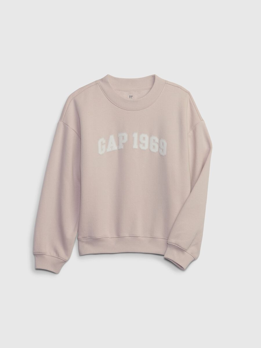 Sweatshirt with round neck and logo print Girl_0