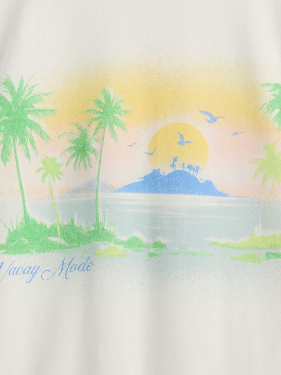 T-shirt bianca con stampa tropicale Girl_3