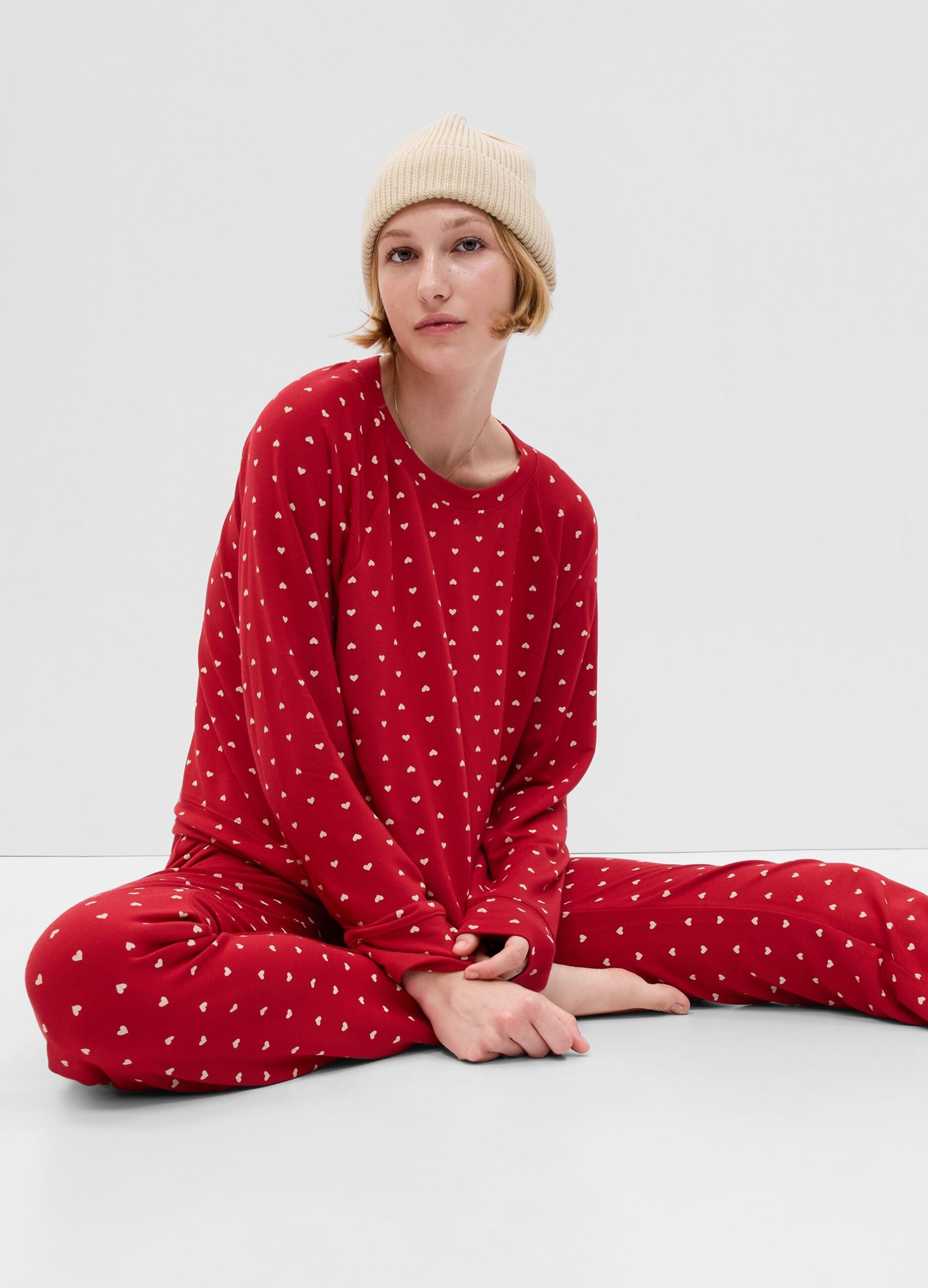 Pyjama top with hearts print