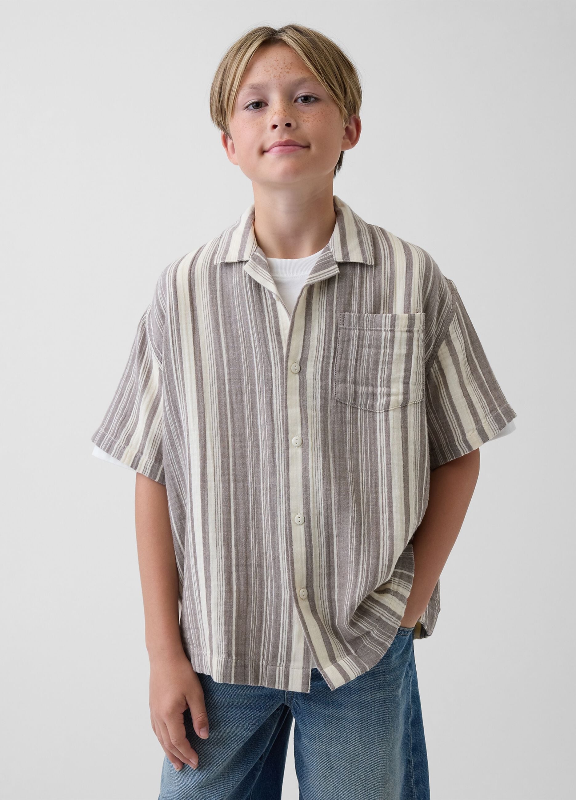 Camicia a righe in puro cotone