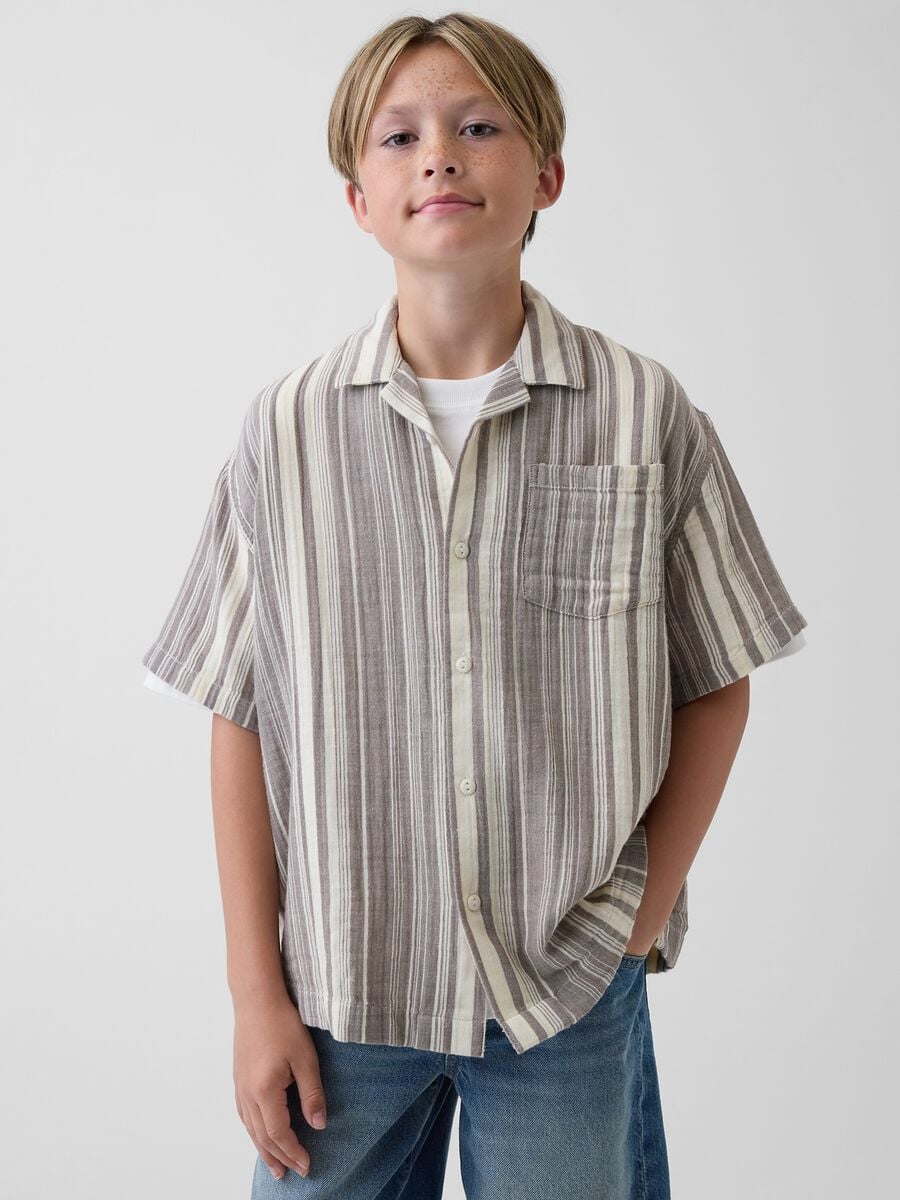 Camicia a righe in puro cotone Bambino_0