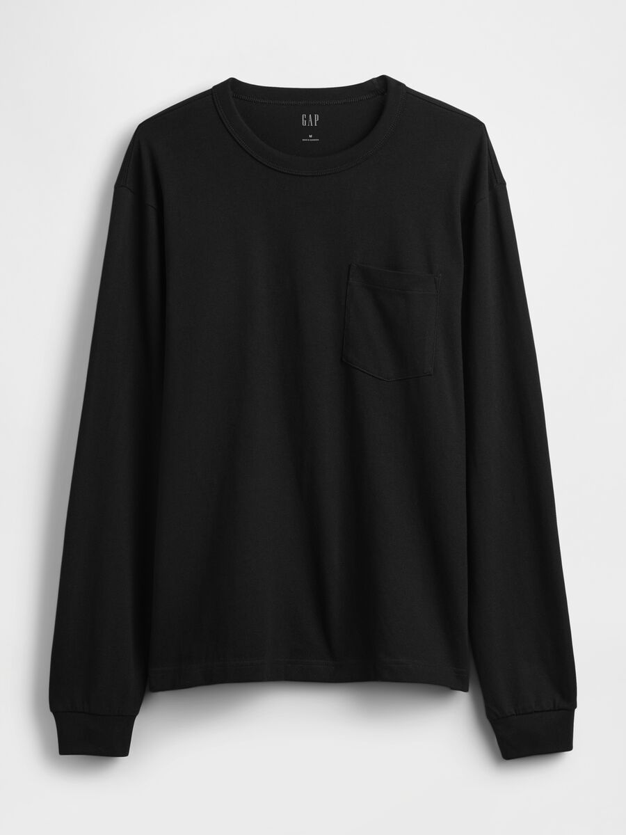 Black Long Sleeve Cotton Top Man_4