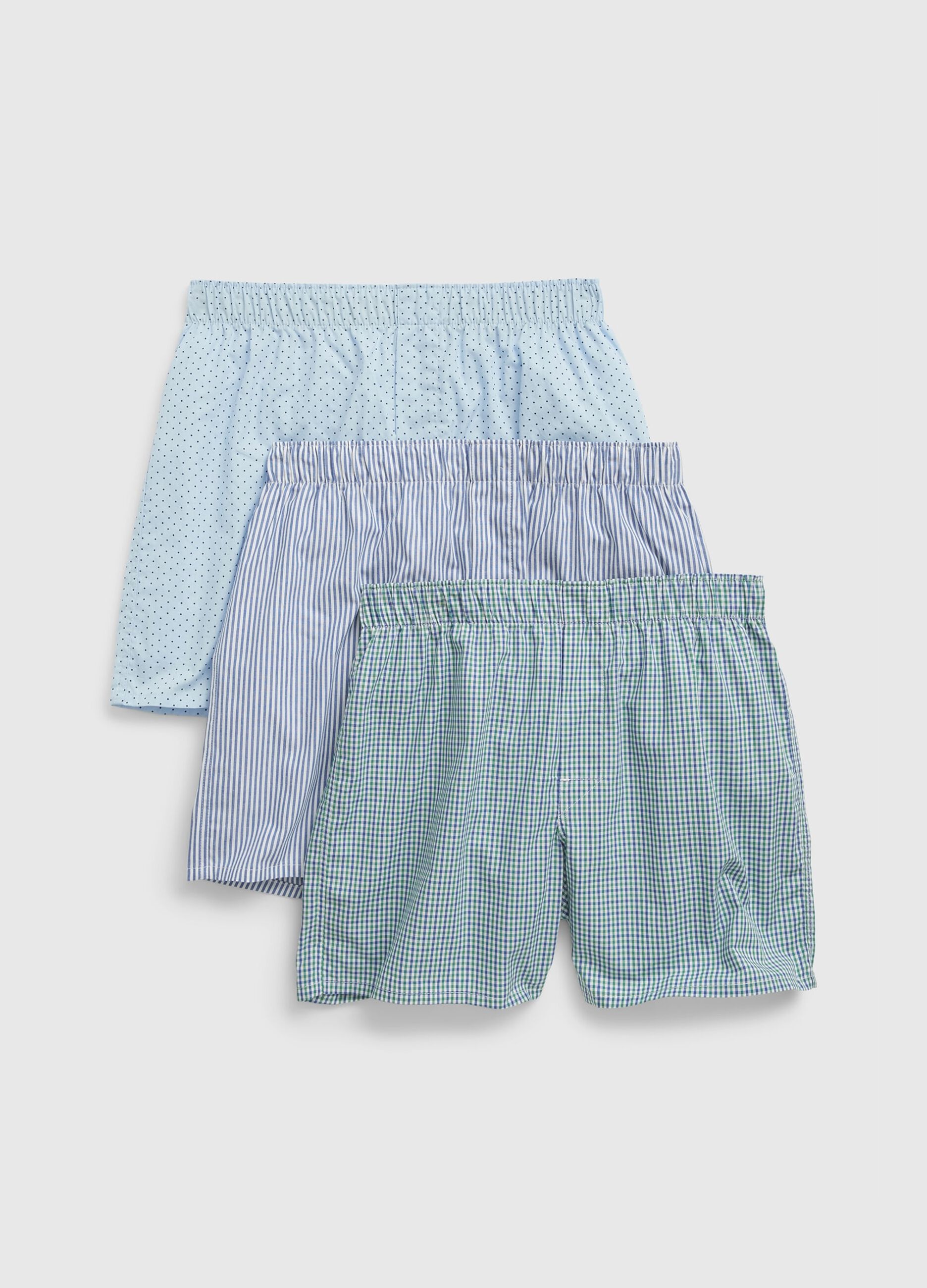 Three-pack patterned woven boxer shorts