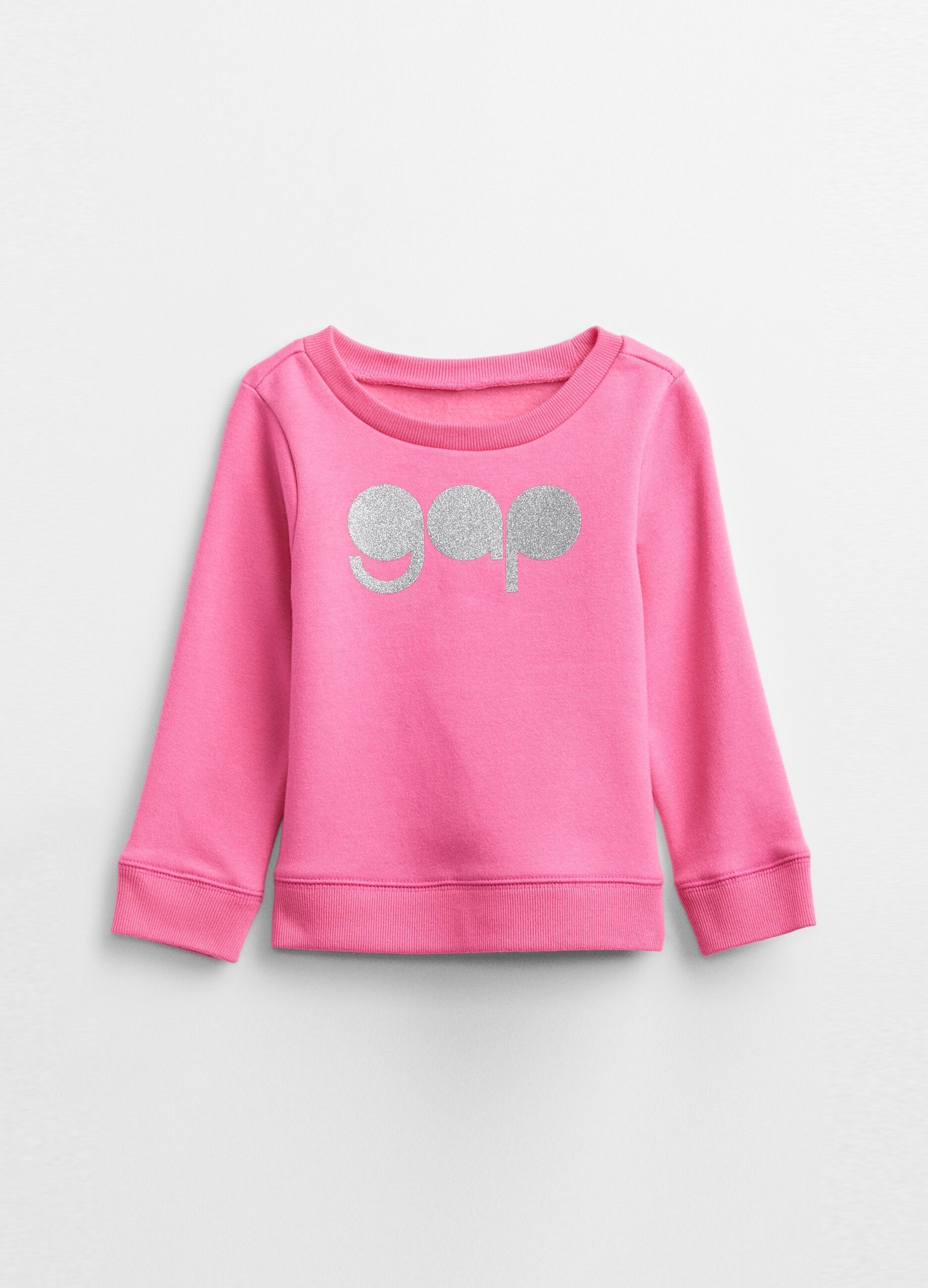 Round neck sweatshirt with glitter logo print