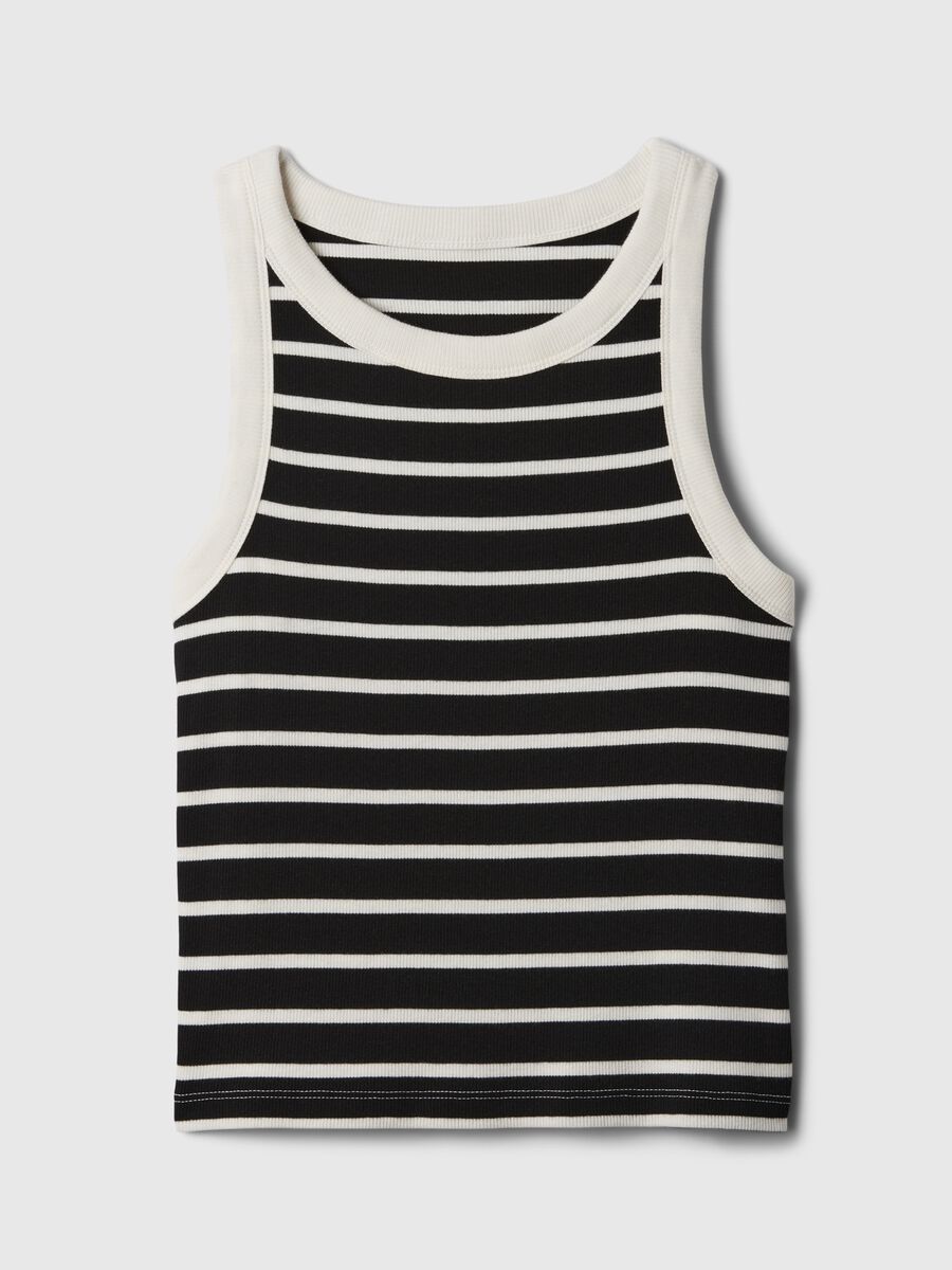 Tank top crop a costine con scollo halter Donna_3