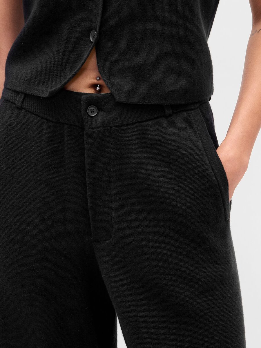 Black Cotton Blend Trousers Woman_3