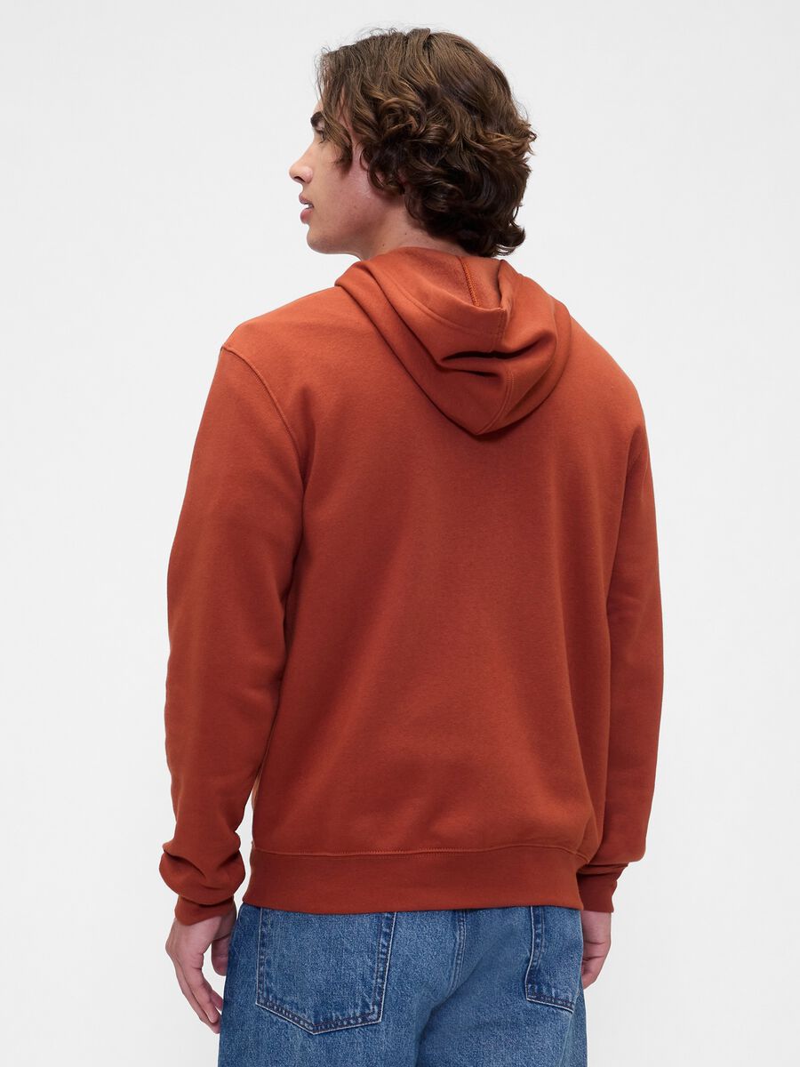 Orange Hooded Zip-Up Sweatshirt Man_2