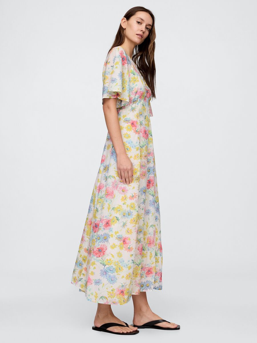 Abito lungo floreale multicolor in misto viscosa e cotone Gap Donna_1