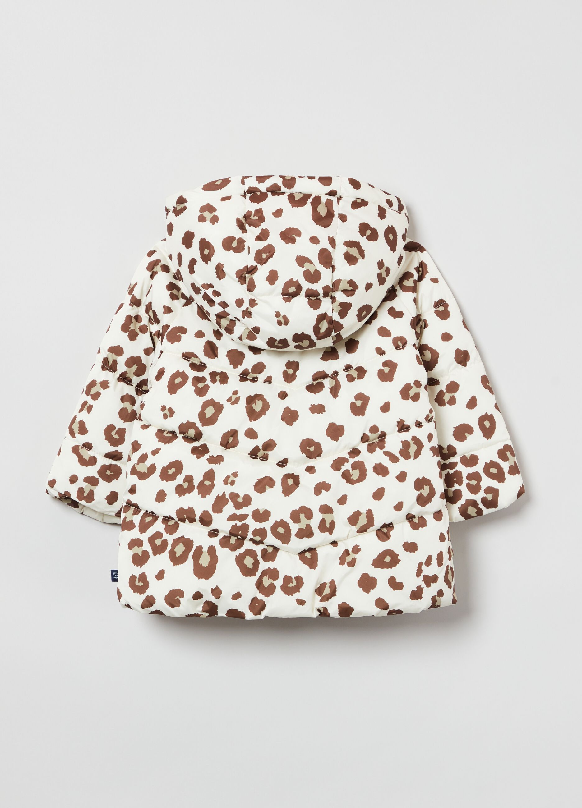 Animal print padded jacket with sherpa hood_1