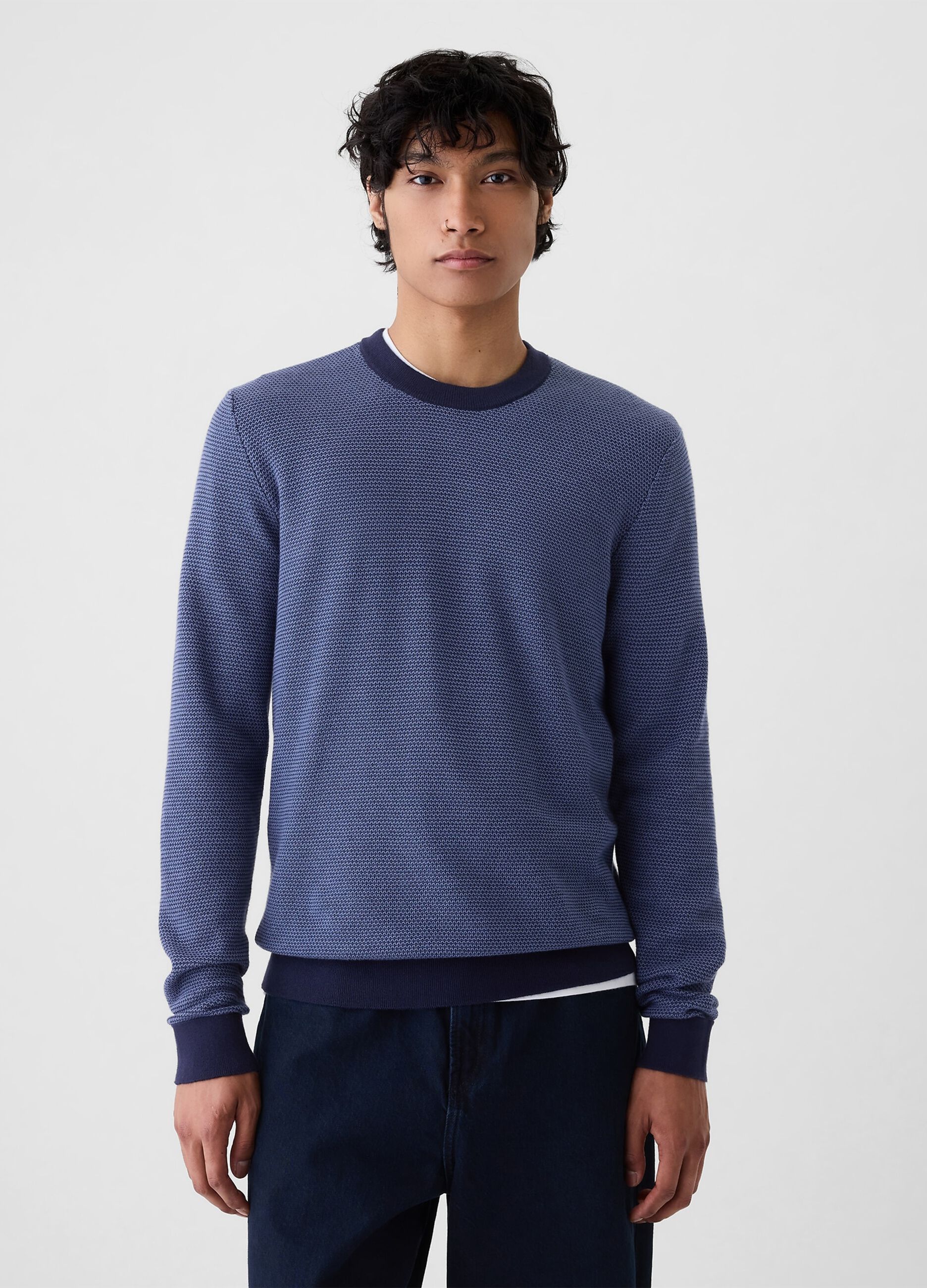 Pullover con micro trama a nido d'ape