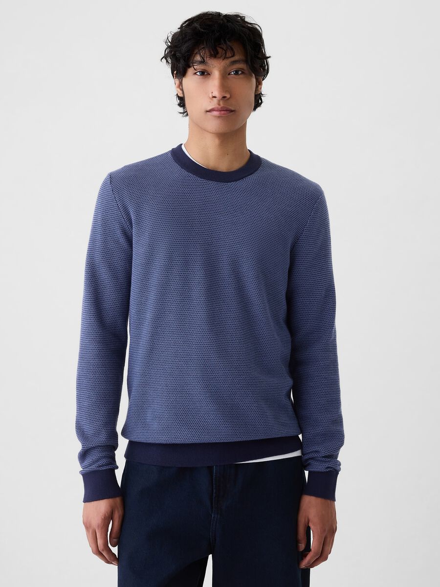 Pullover con micro trama a nido d'ape Uomo_0