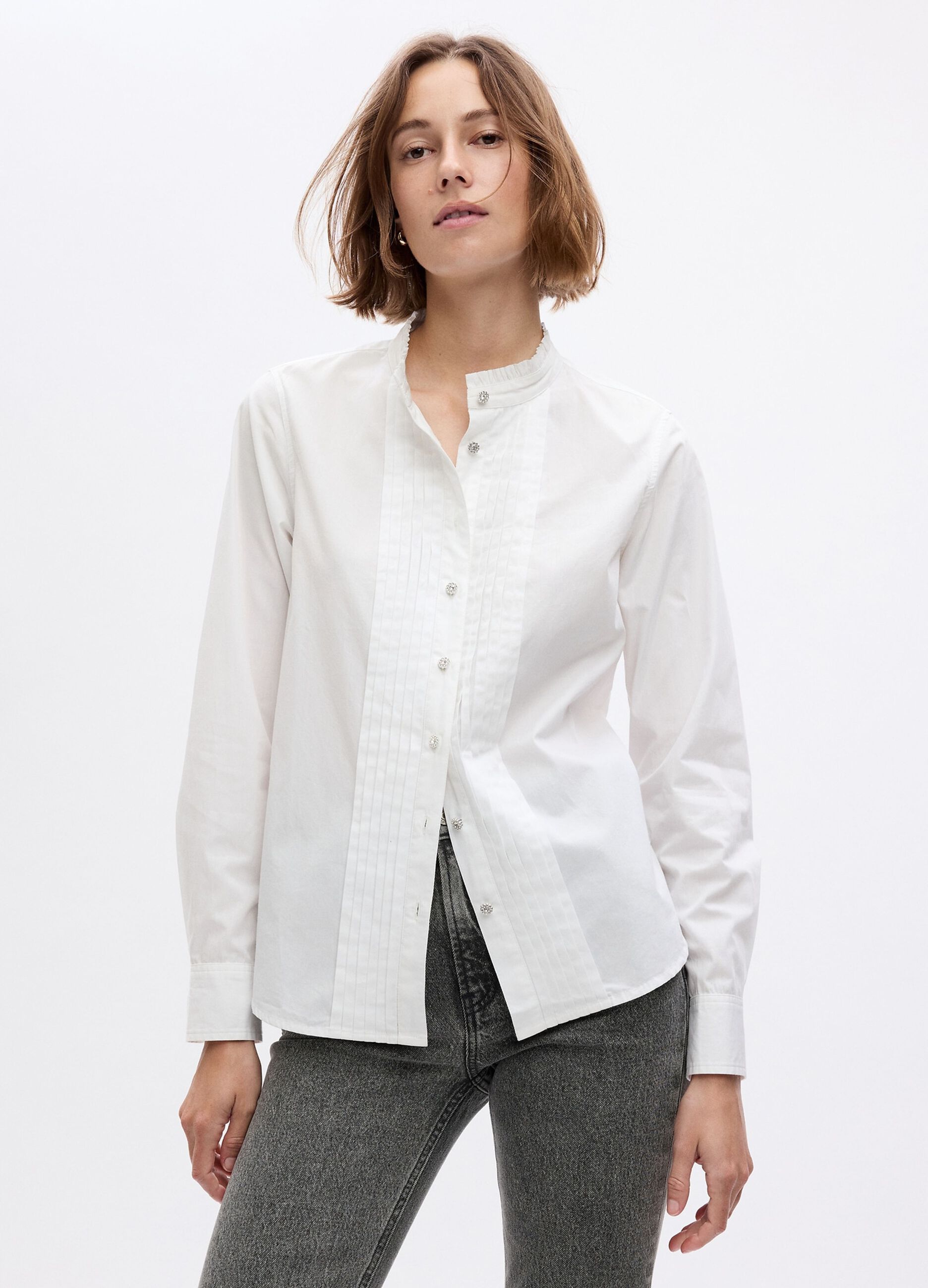 Camicia in cotone bio con bottoni gioiello
