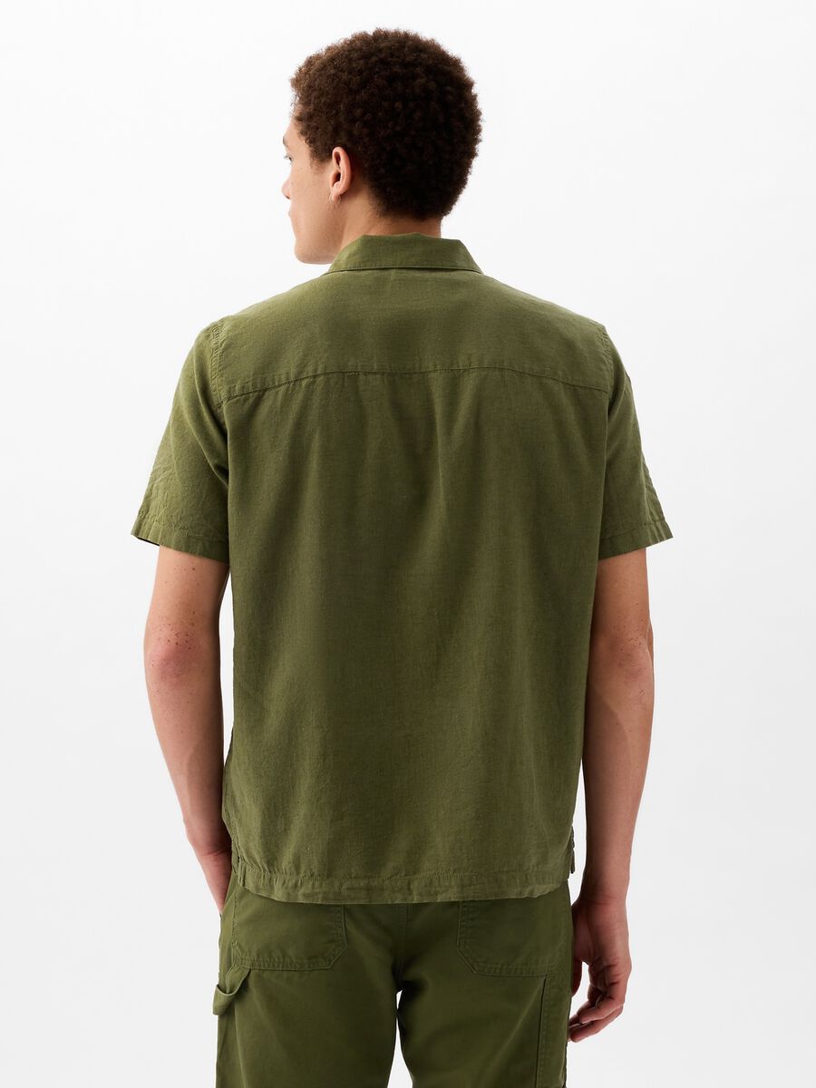 Camicia a maniche corte in lino e cotone Uomo_2