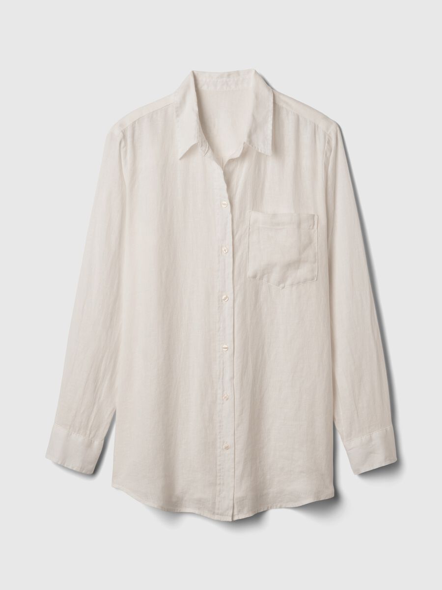 Boyfriend-fit shirt in linen with pocket Woman_2