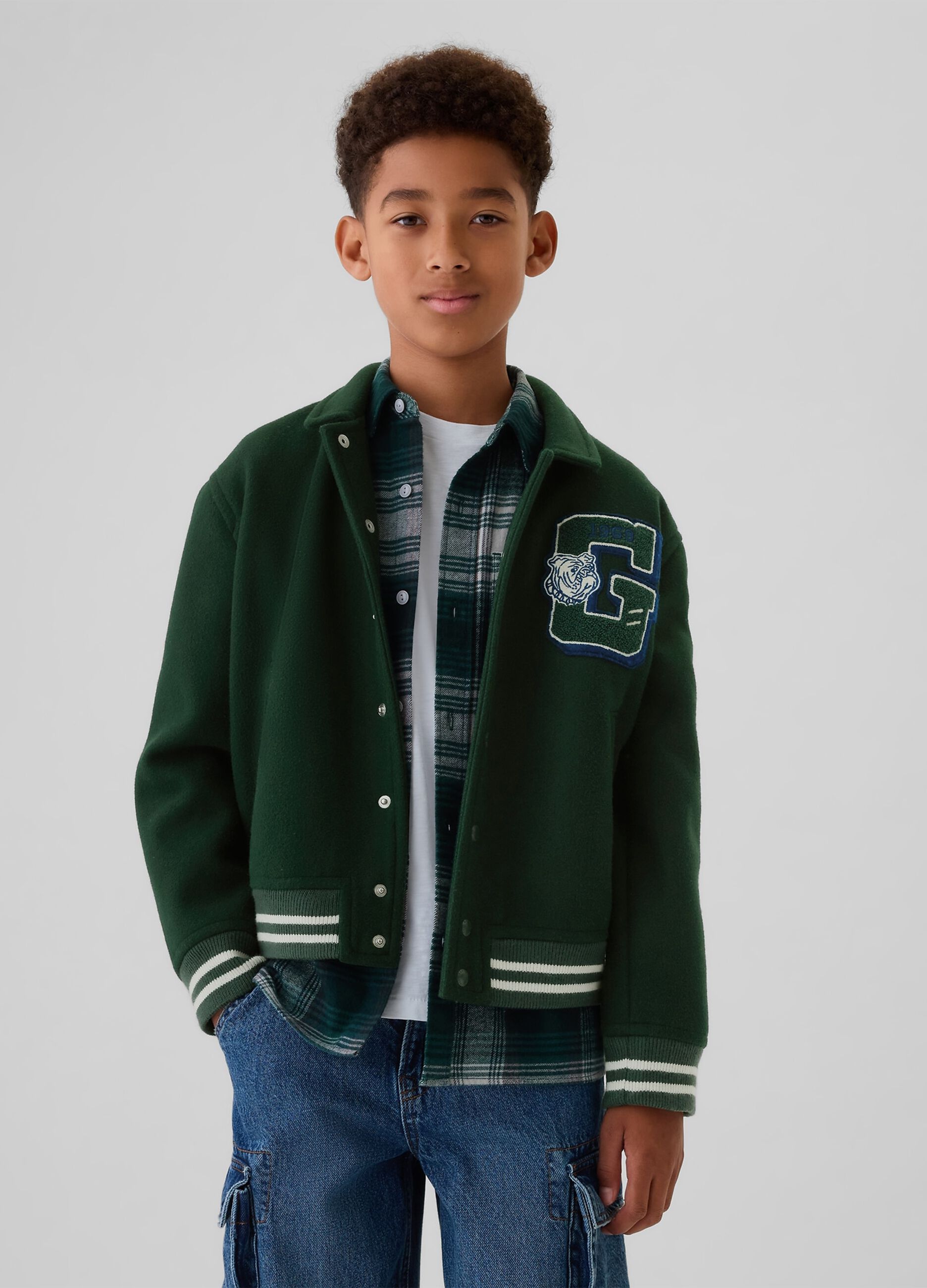Bomber varsity con applicazioni bouclé_3