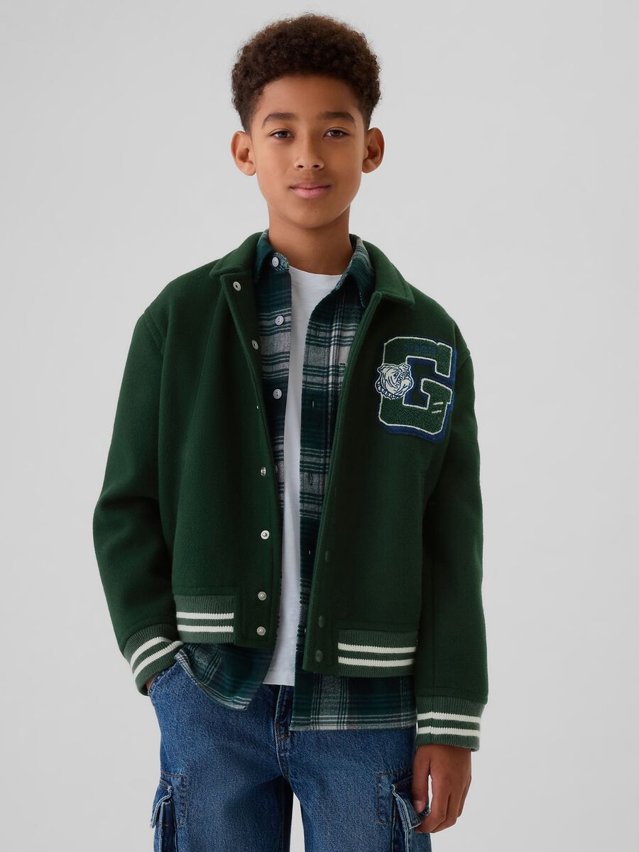 Bomber varsity con applicazioni bouclé Bambino_3