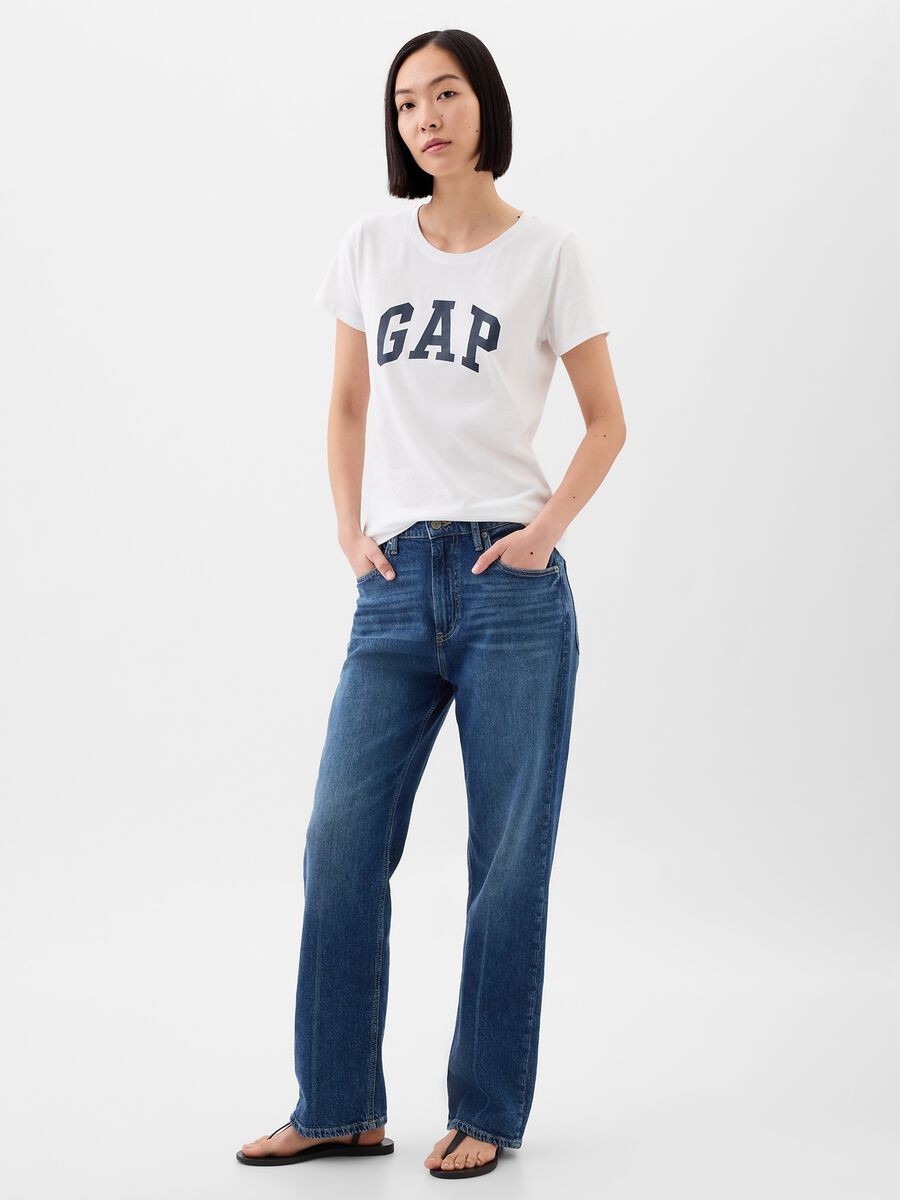 T-shirt bianca con logo GAP Donna_2
