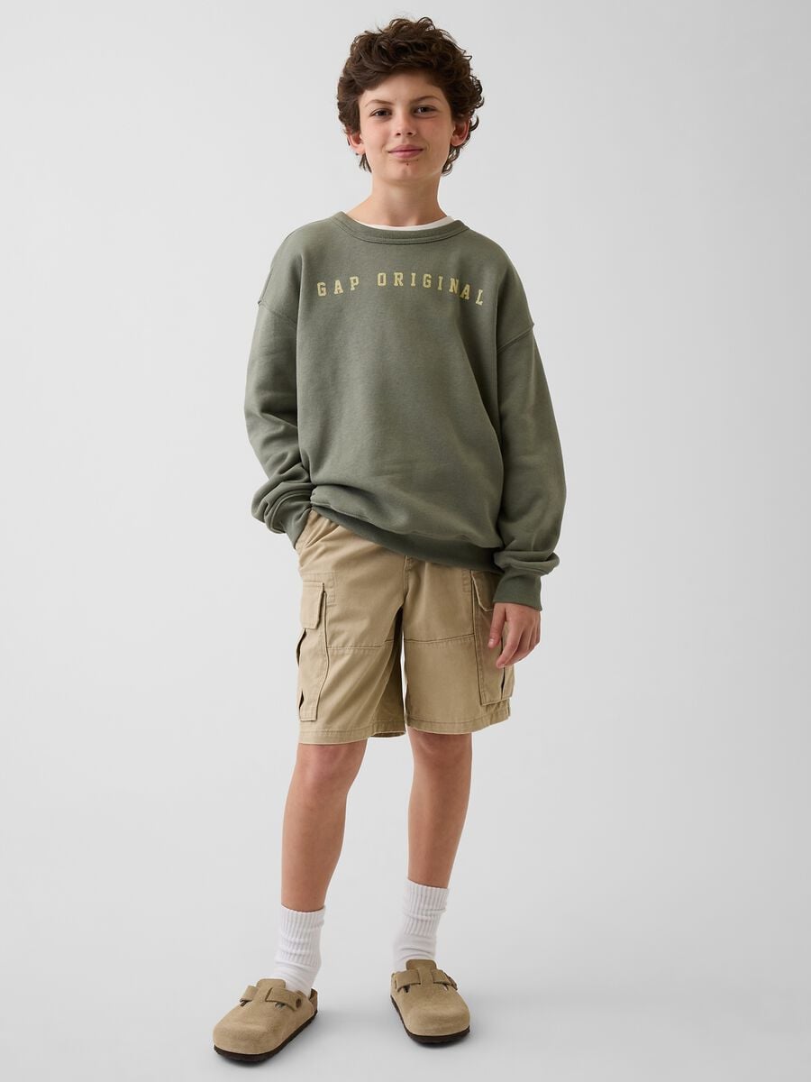 Felpa girocollo in misto cotone con logo GAP Bambino_2