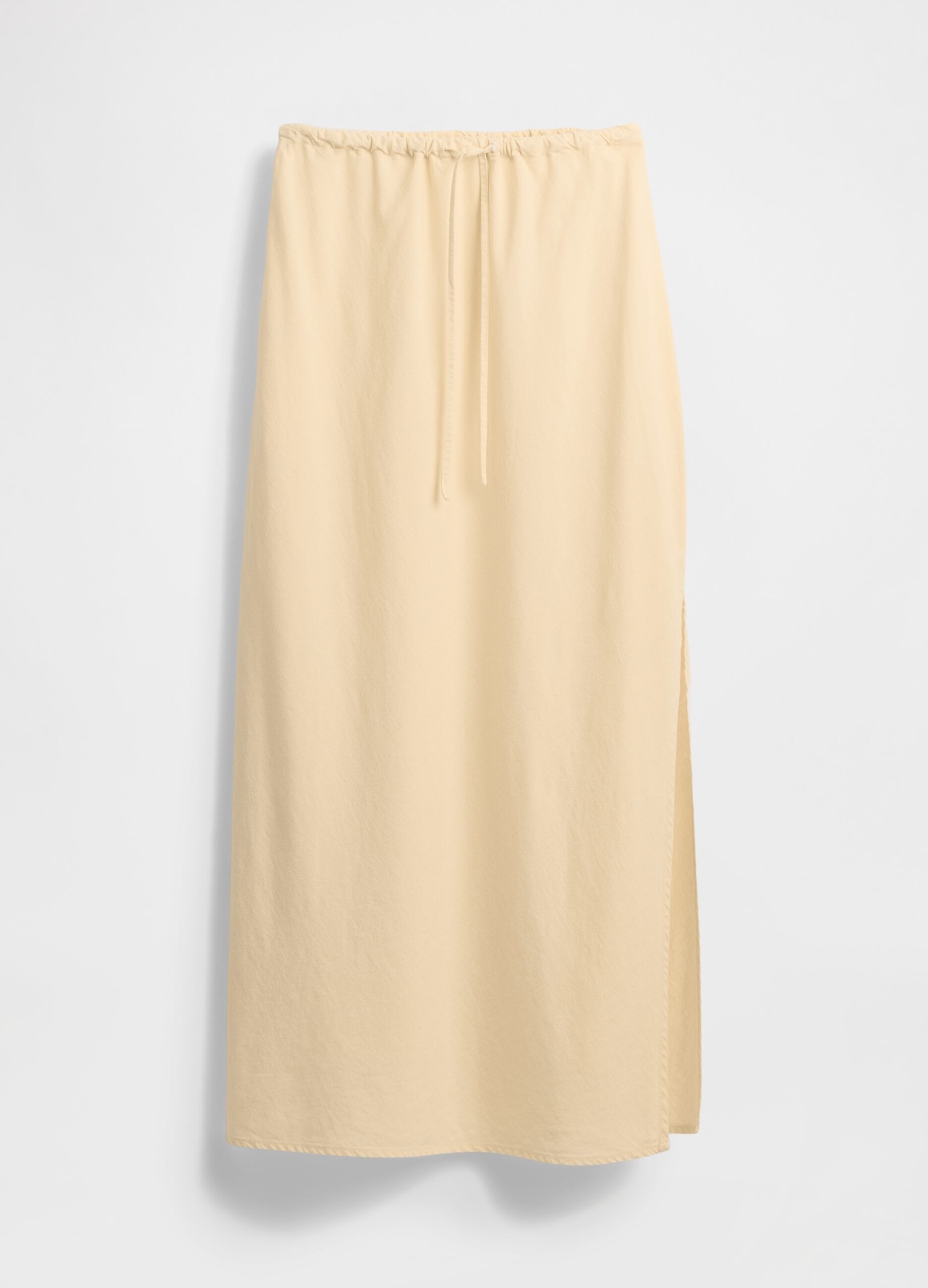 Gonna lunga beige in lino e viscosa_3