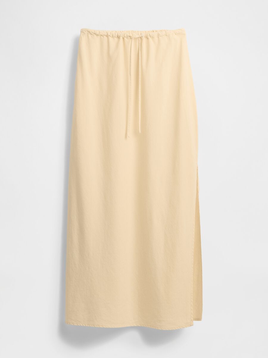 Long beige skirt in linen and viscose Woman_3