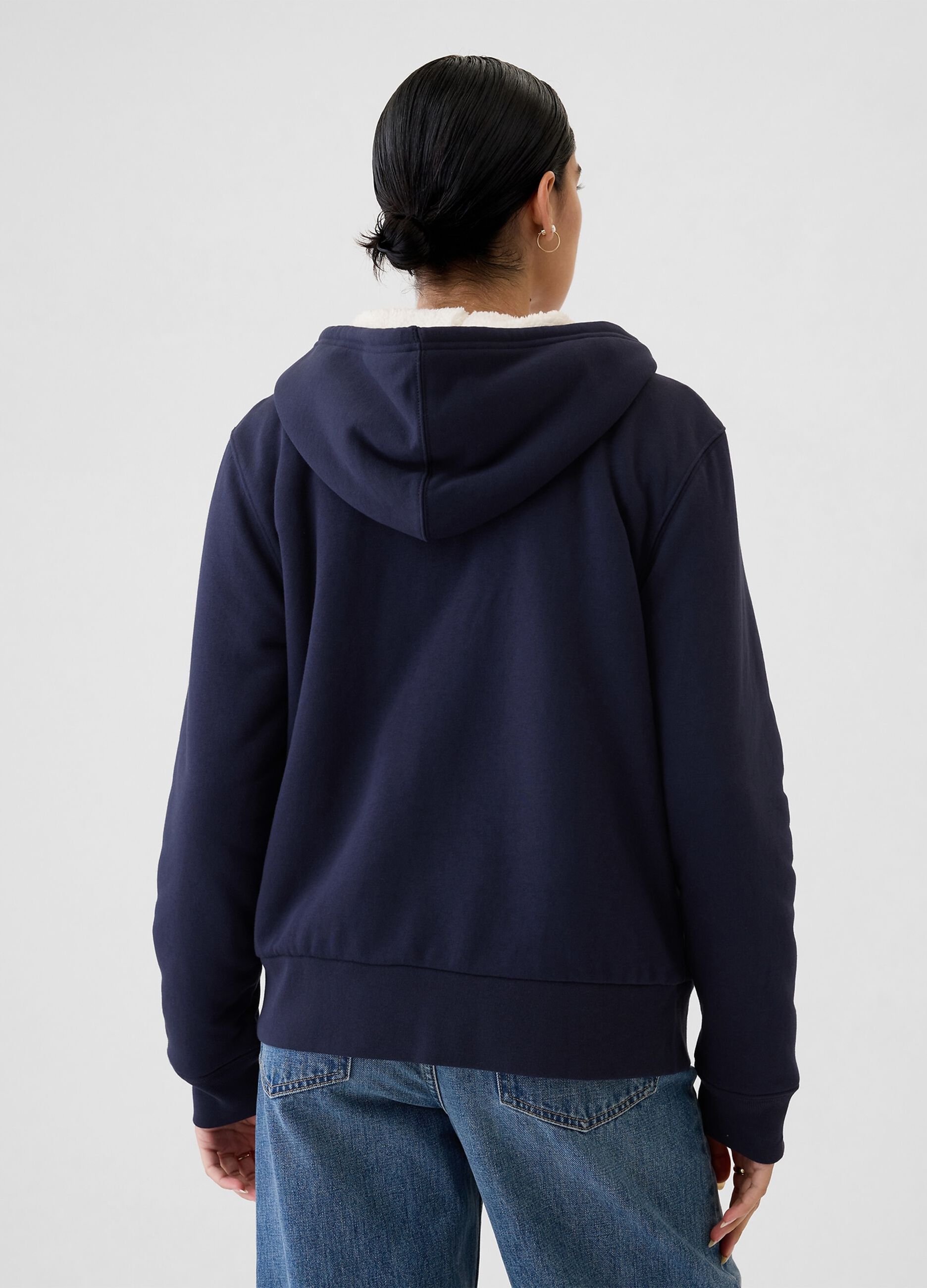 Full-zip con interno in sherpa e ricamo logo