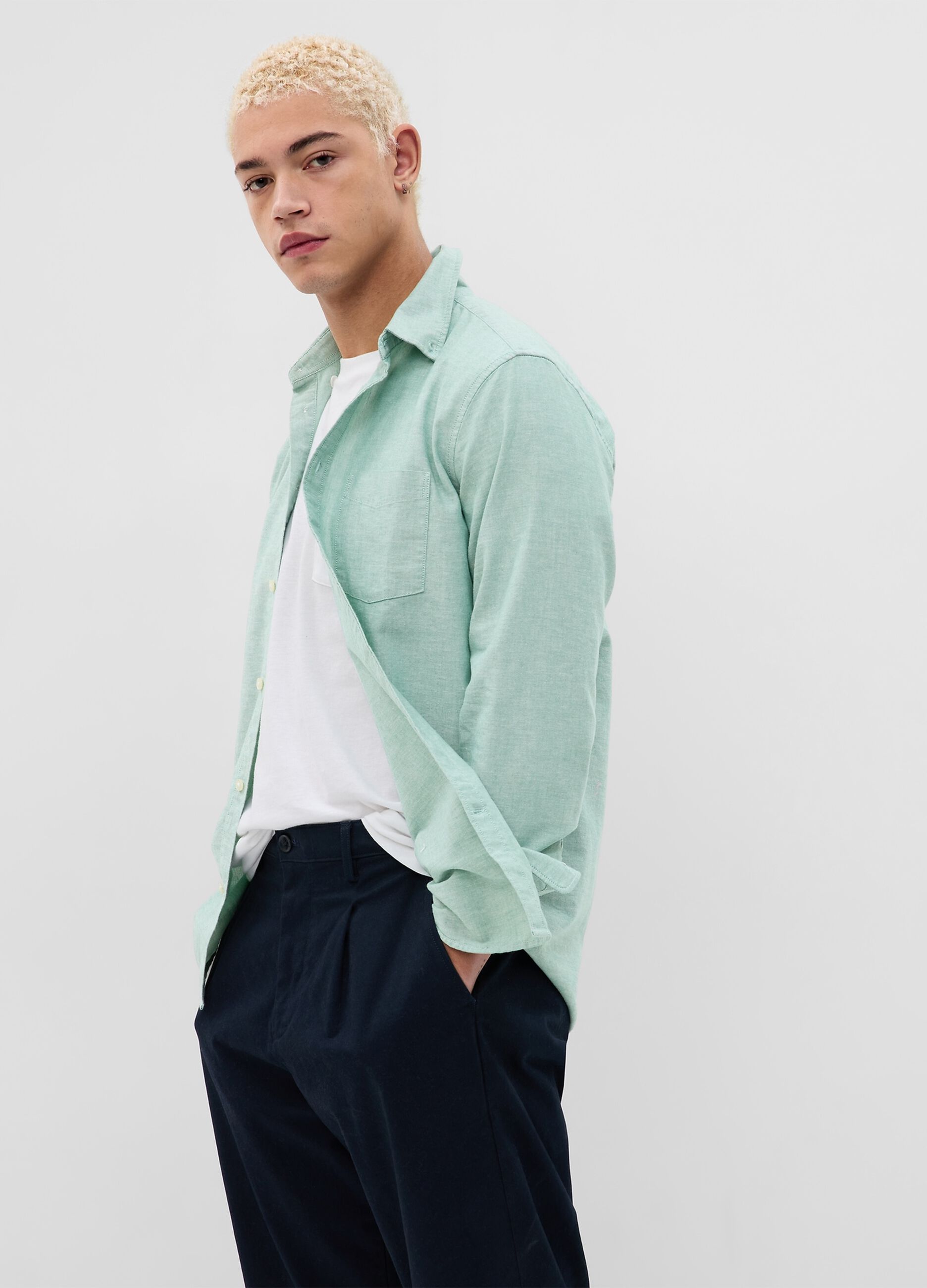 Regular-fit shirt in stretch oxford cotton