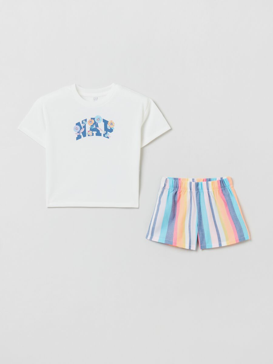 Short pyjamas with stripes and wording Girl_0