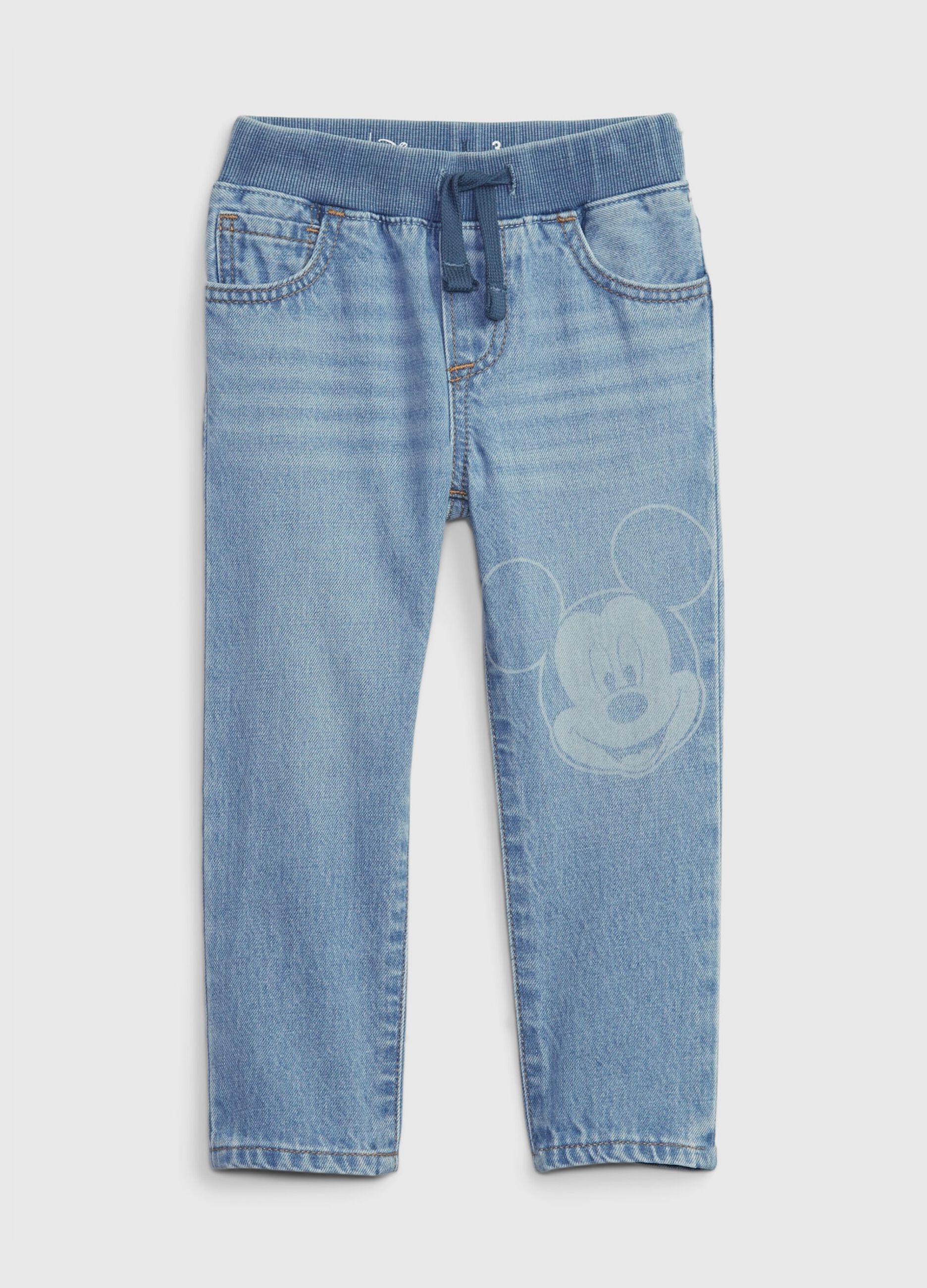 Pull-on jeans with Disney Mickey Mouse print