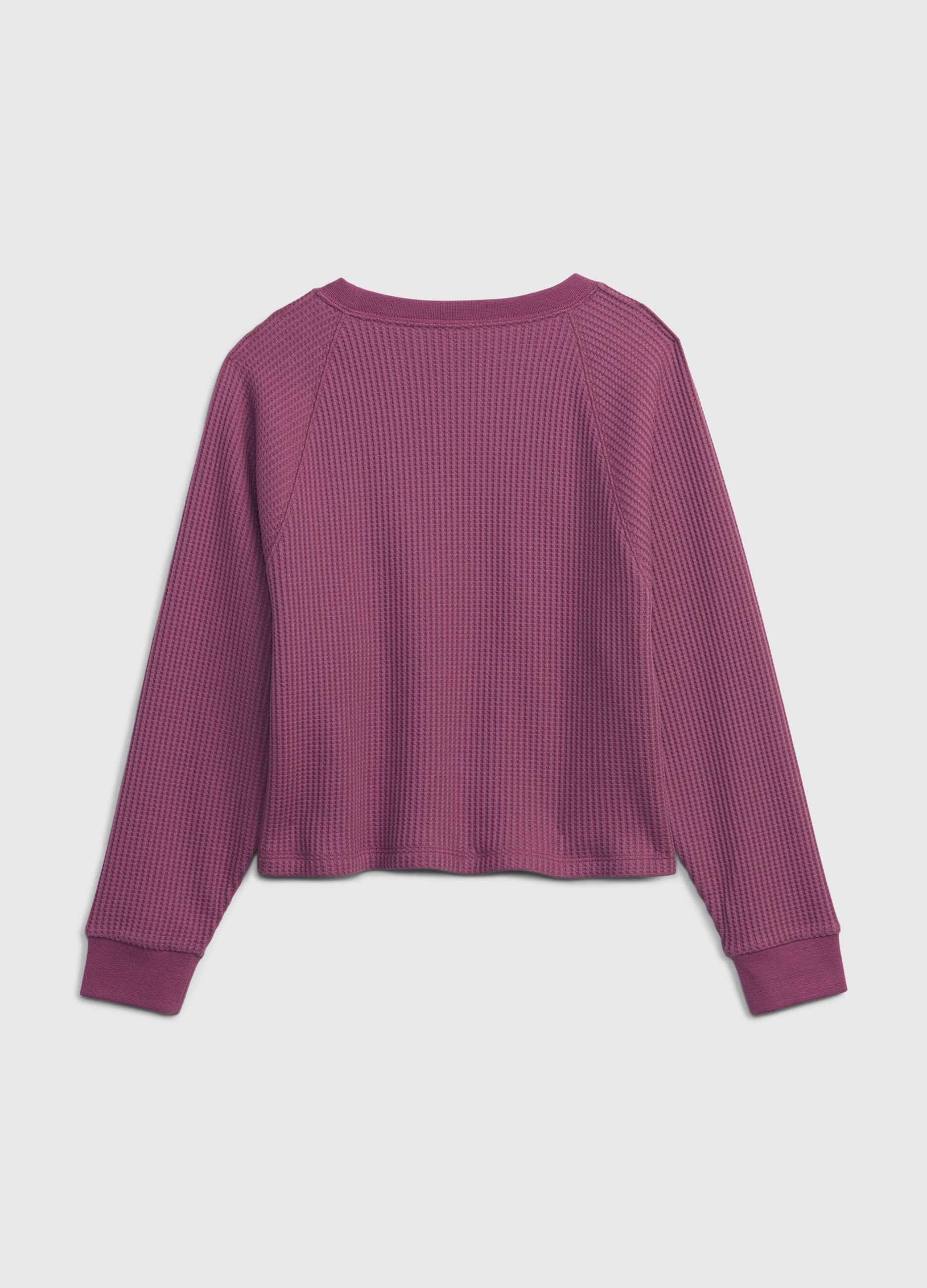 Long-sleeved T-shirt with waffle weave_1