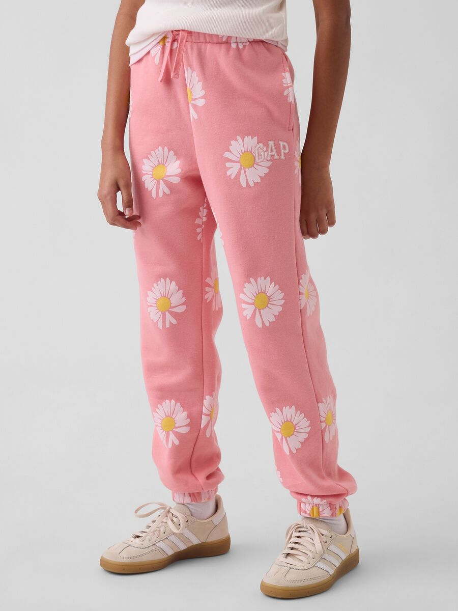 Joggers in misto cotone con logo GAP e stampa floreale Bambina_1