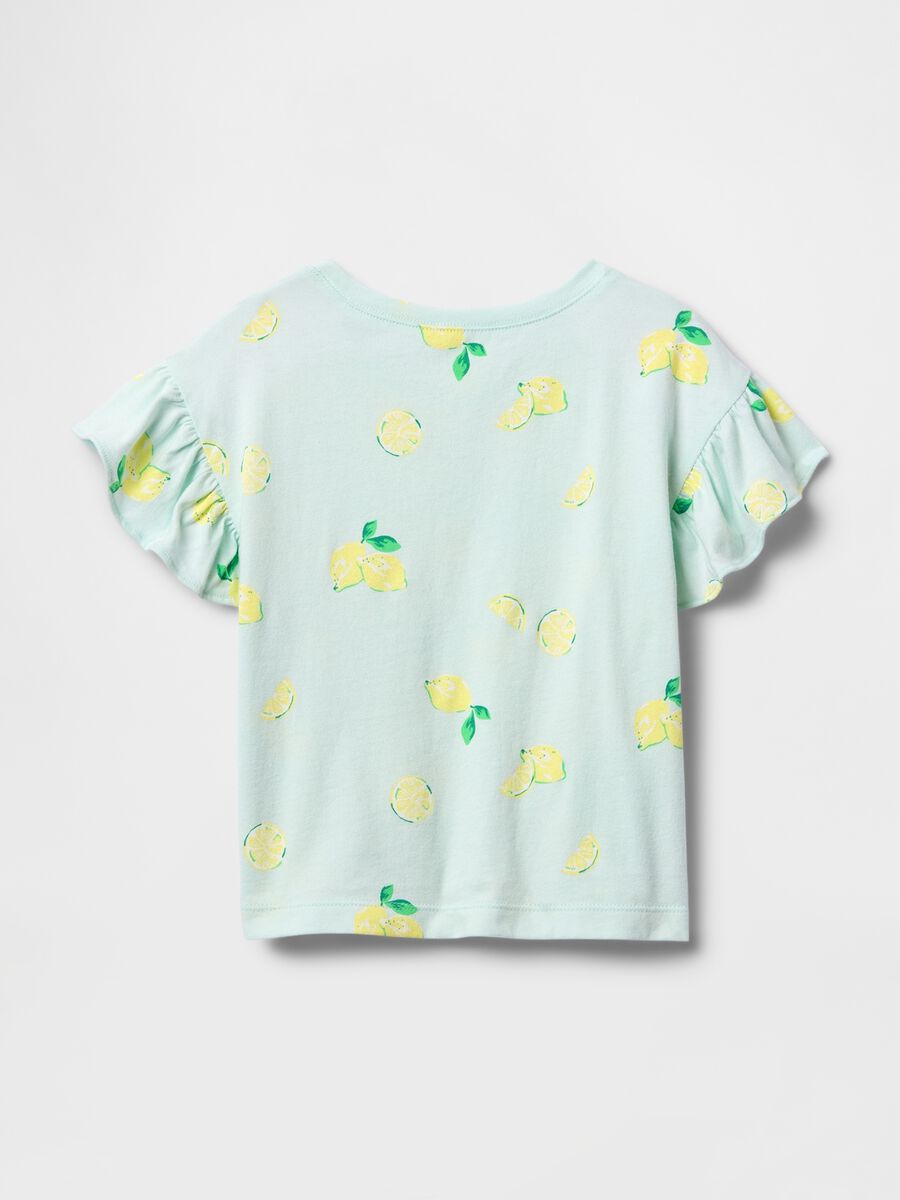 T-shirt verde con limoni stampati Bimba_1