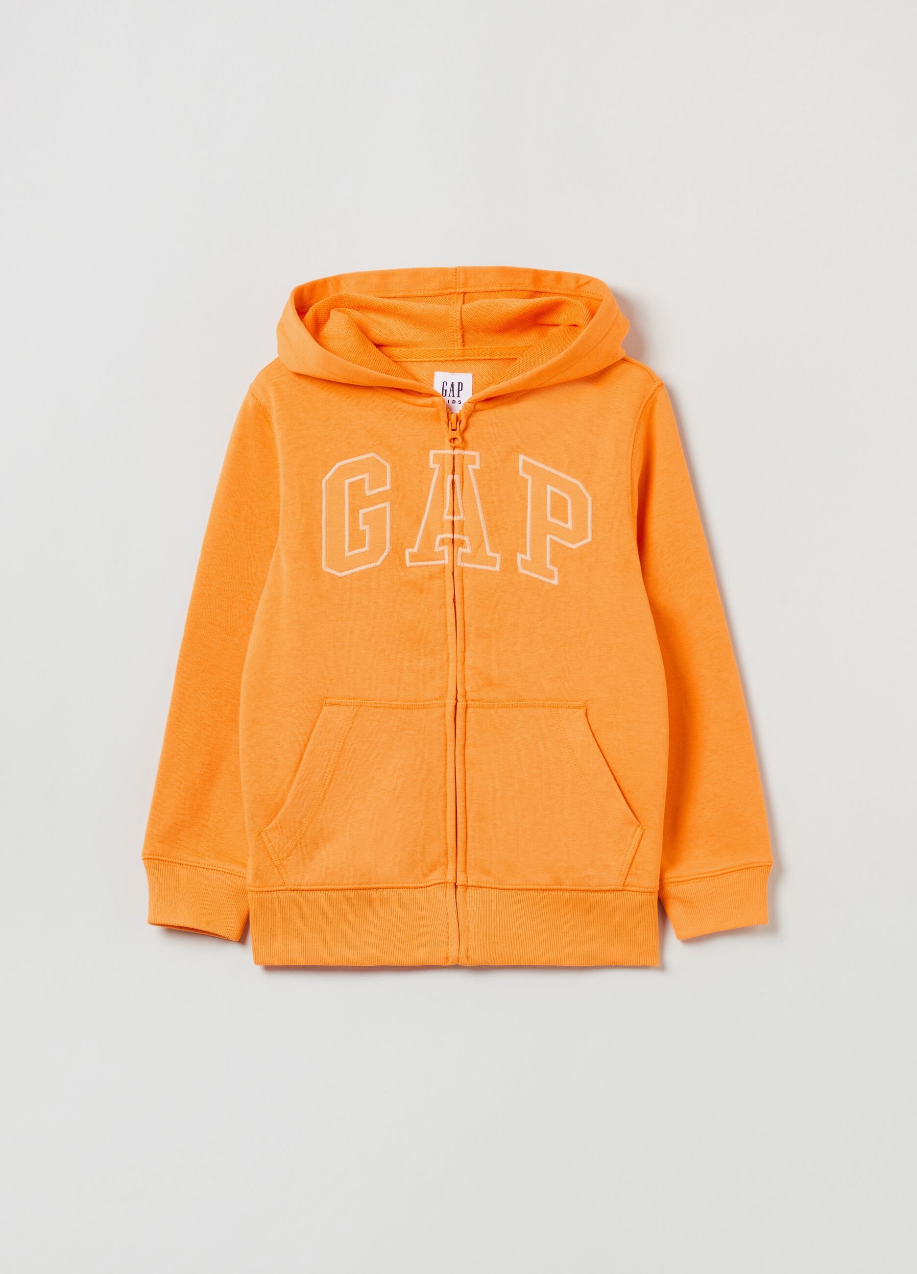 Full-zip sweatshirt with hood and logo embroidery