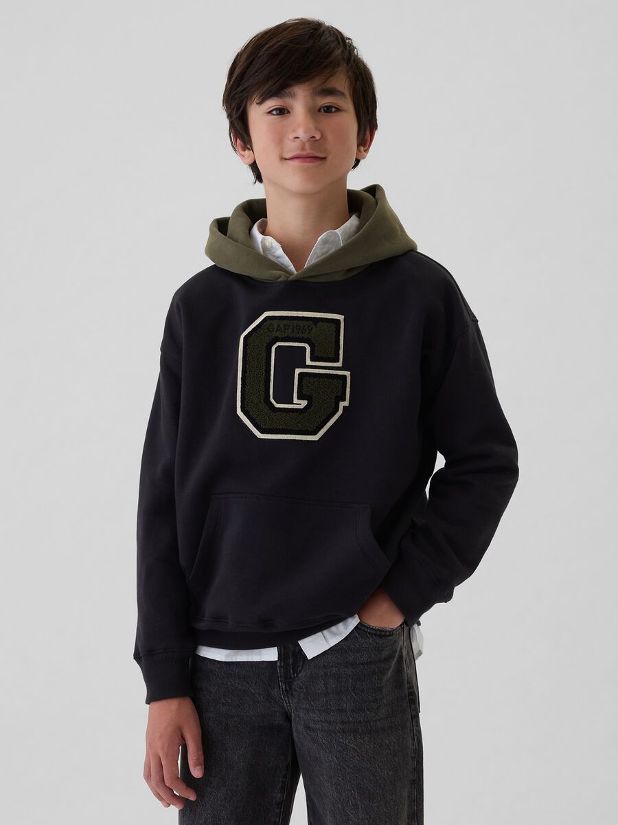 Felpa con cappuccio e patch logo Unisex_3