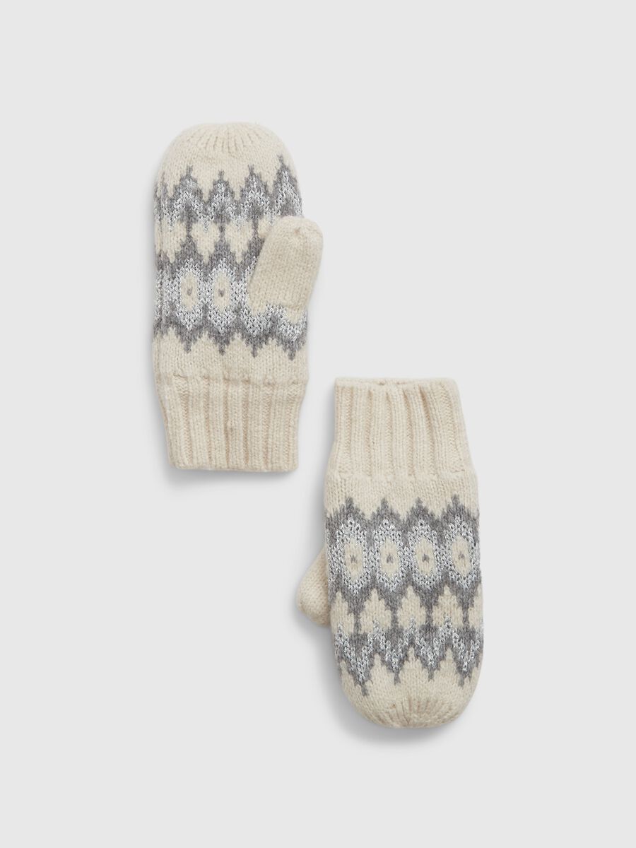 Mittens with jacquard design and lurex details Newborn Boy_2