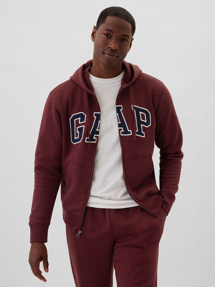 Full-zip con cappuccio e ricamo logo Uomo_0