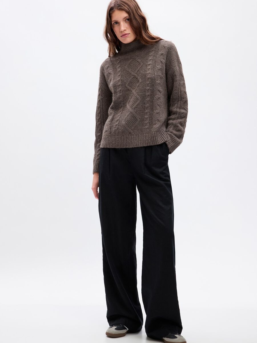 Cable knit mock neck pullover Woman_0