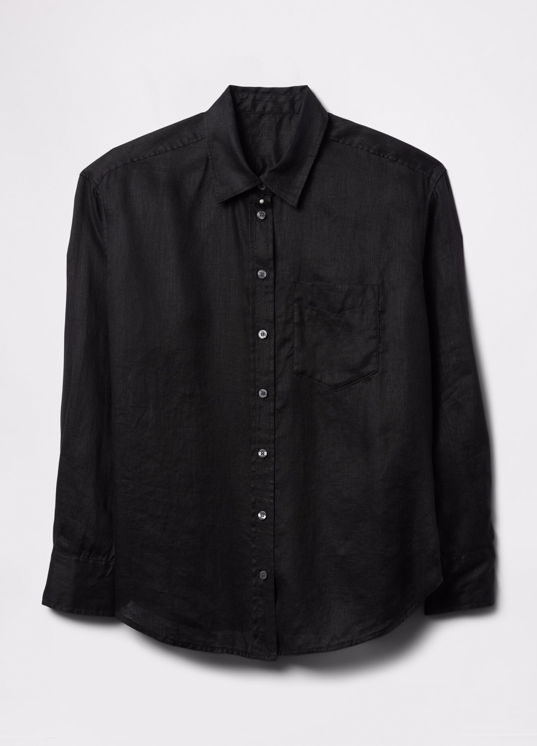 Camicia nera ampia in puro lino_4