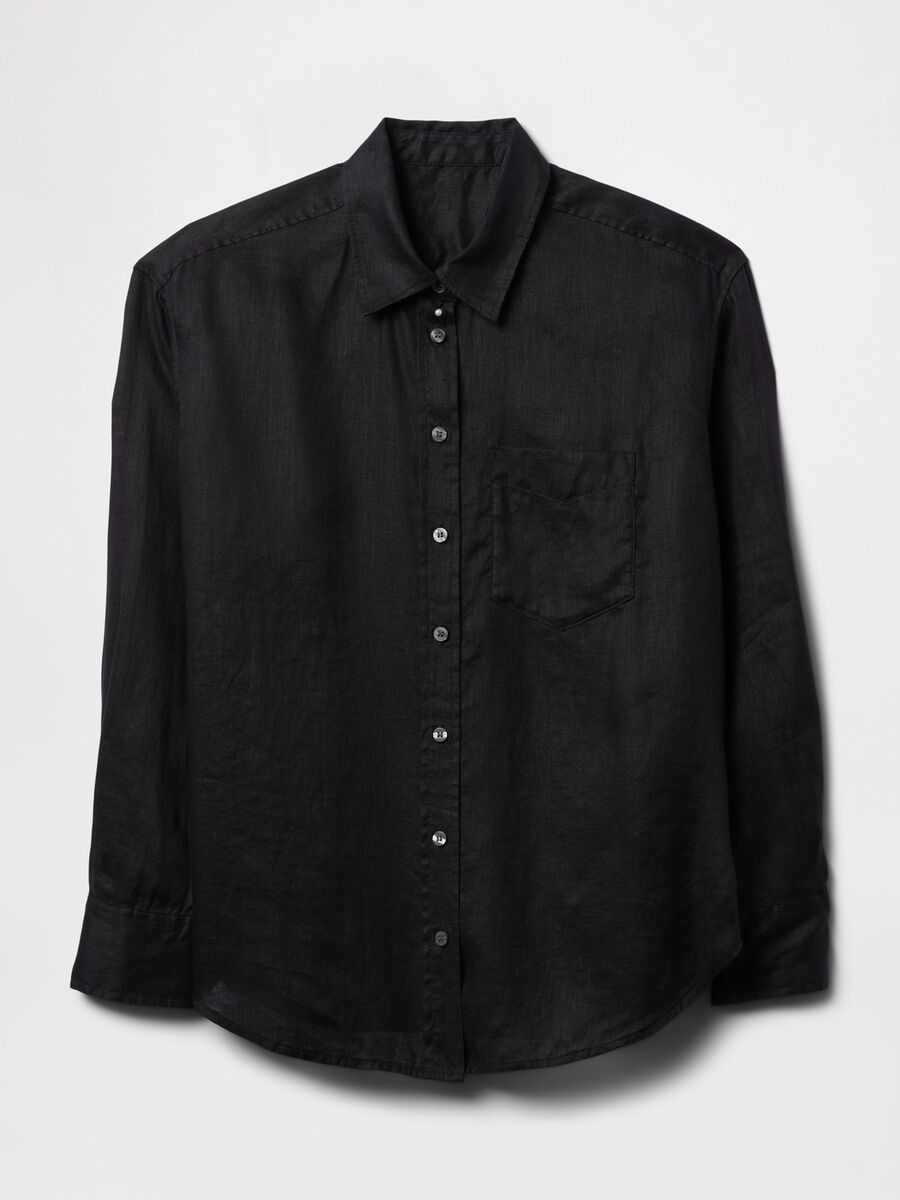 Camicia nera ampia in puro lino Gap Donna_4